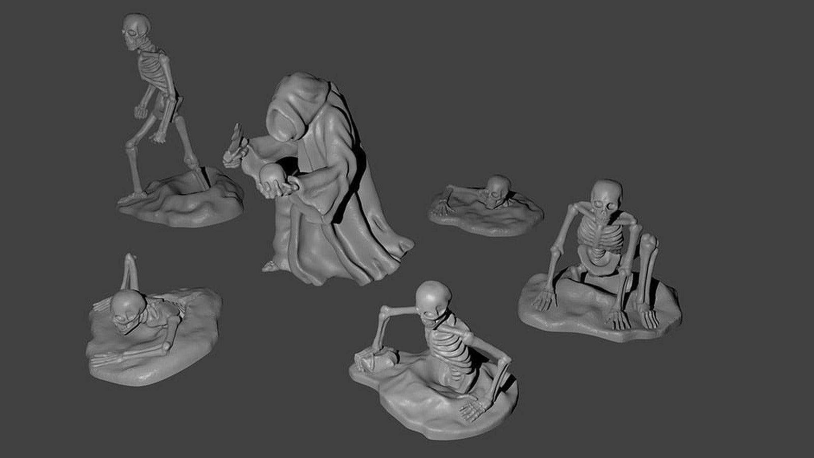 Necromancer and skeleton miniatures – 3D Baskı Modeli