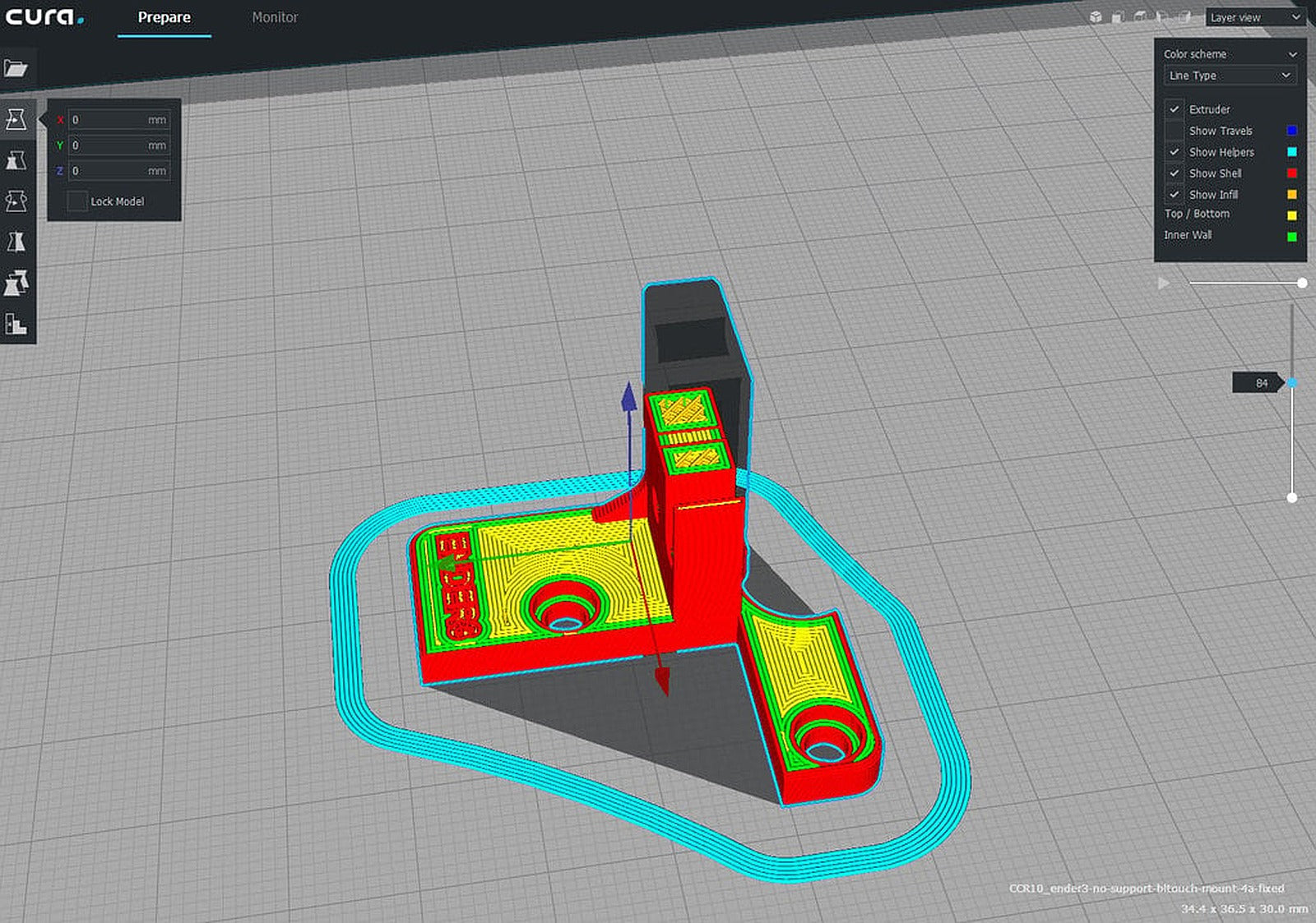 BlTouch Mount For Ender 3 (remix) - no supports needed – 3D Baskı Modeli