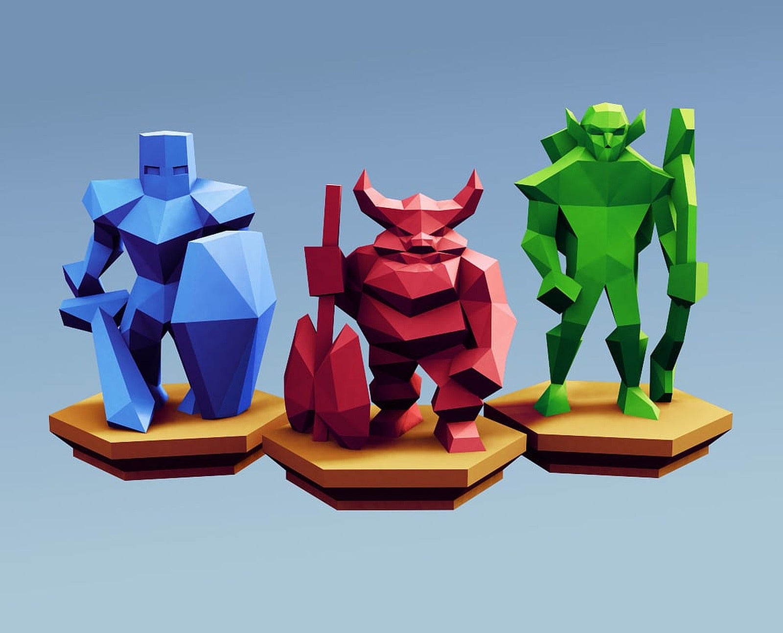 Low Poly Fantasy Tabletop - Alliance Base Units – 3D Baskı Modeli