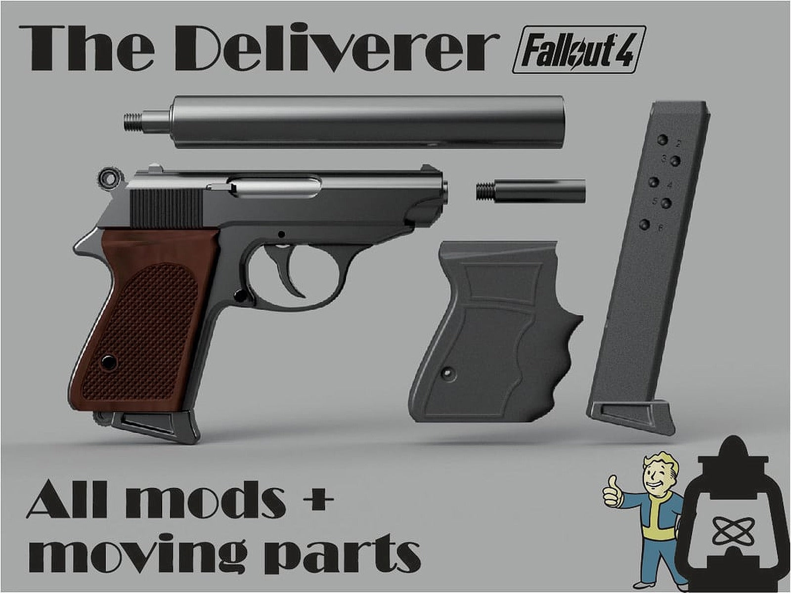 Walther PPK - Fallout 4 replica - The Deliverer V3 – 3D Baskı Modeli