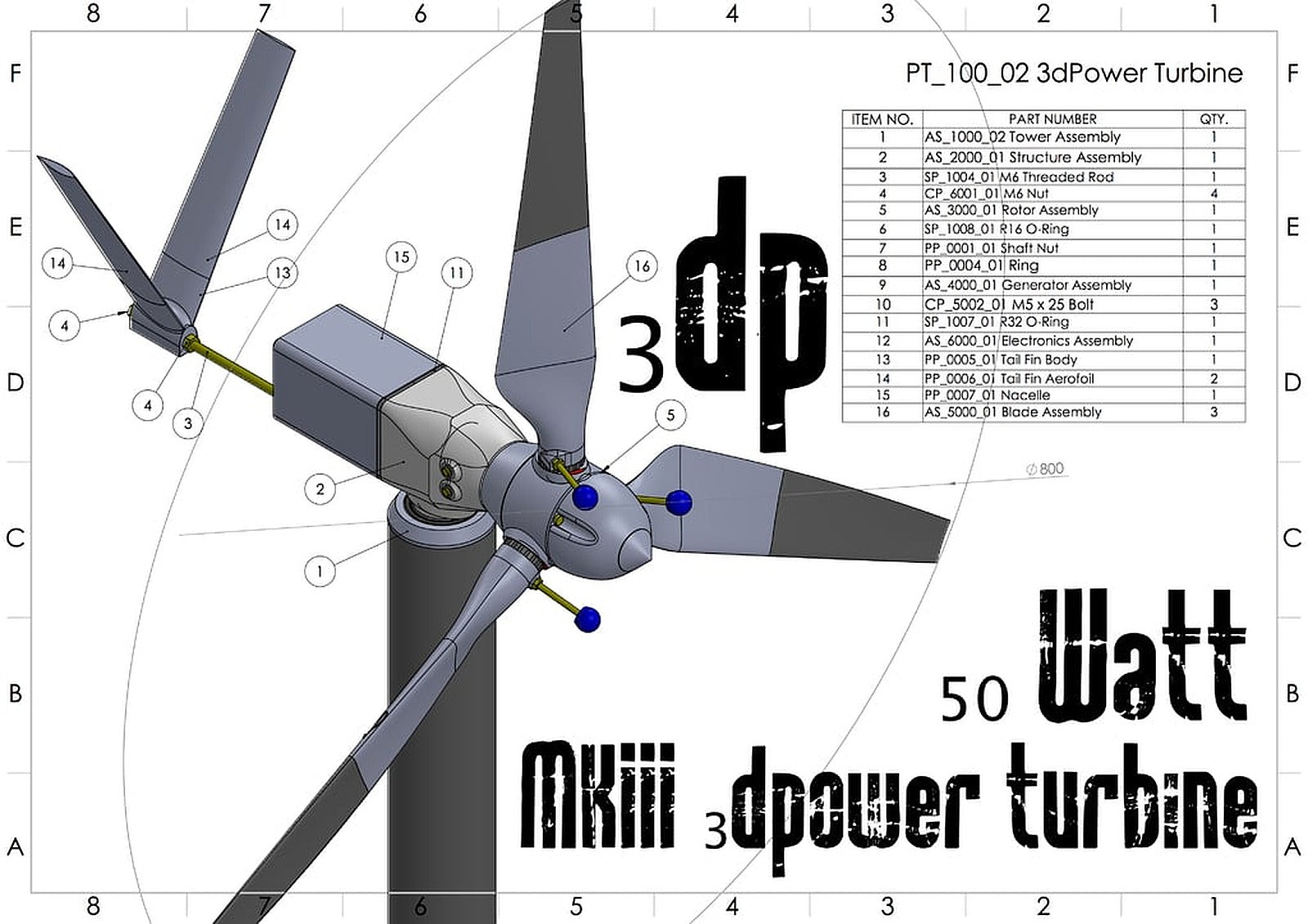 MKIII 50 Watt 3d printable Wind Turkutu/düzenleyicie – 3D Baskı Modeli