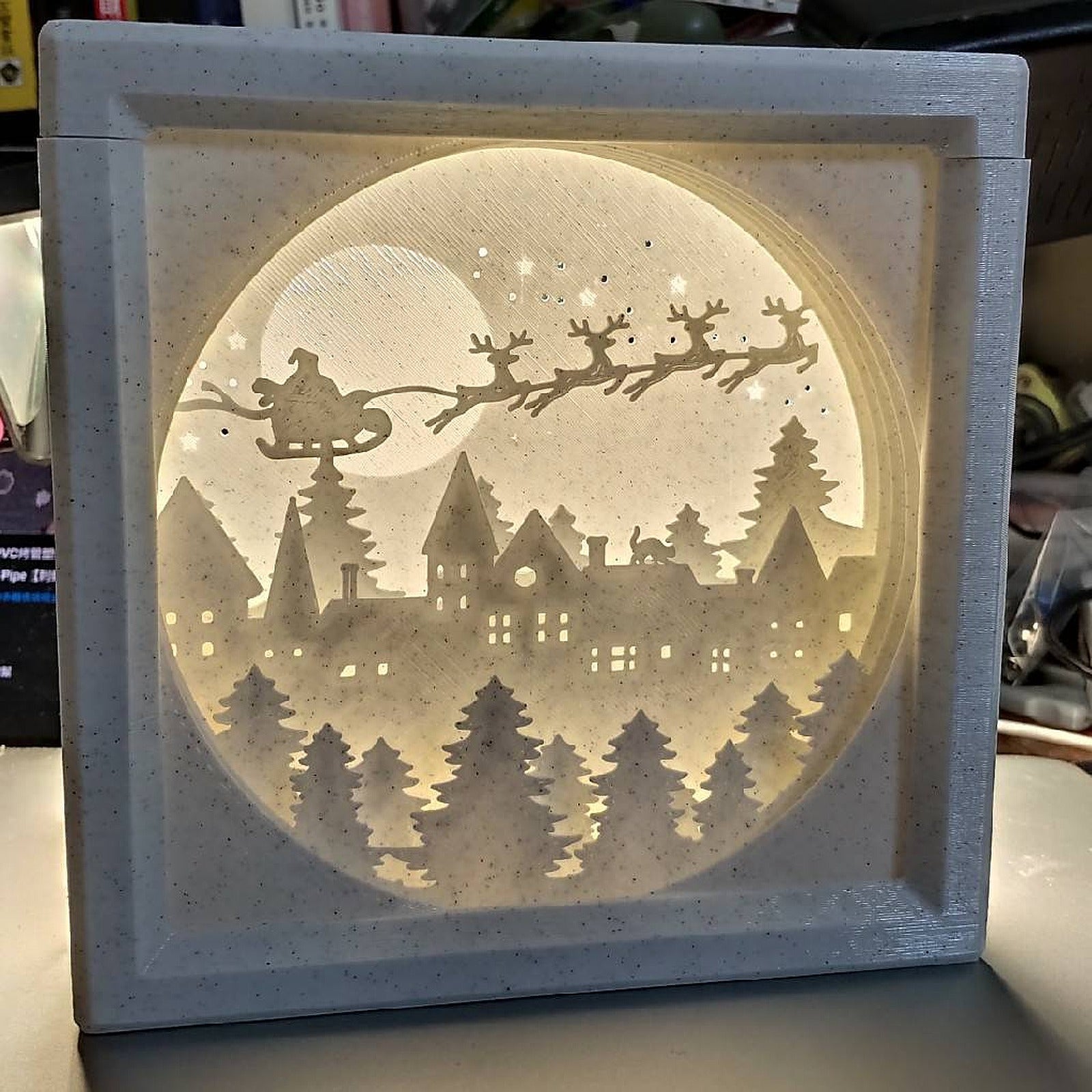 Christmas paper craft like scene lamp[stp included] – 3D Baskı Modeli