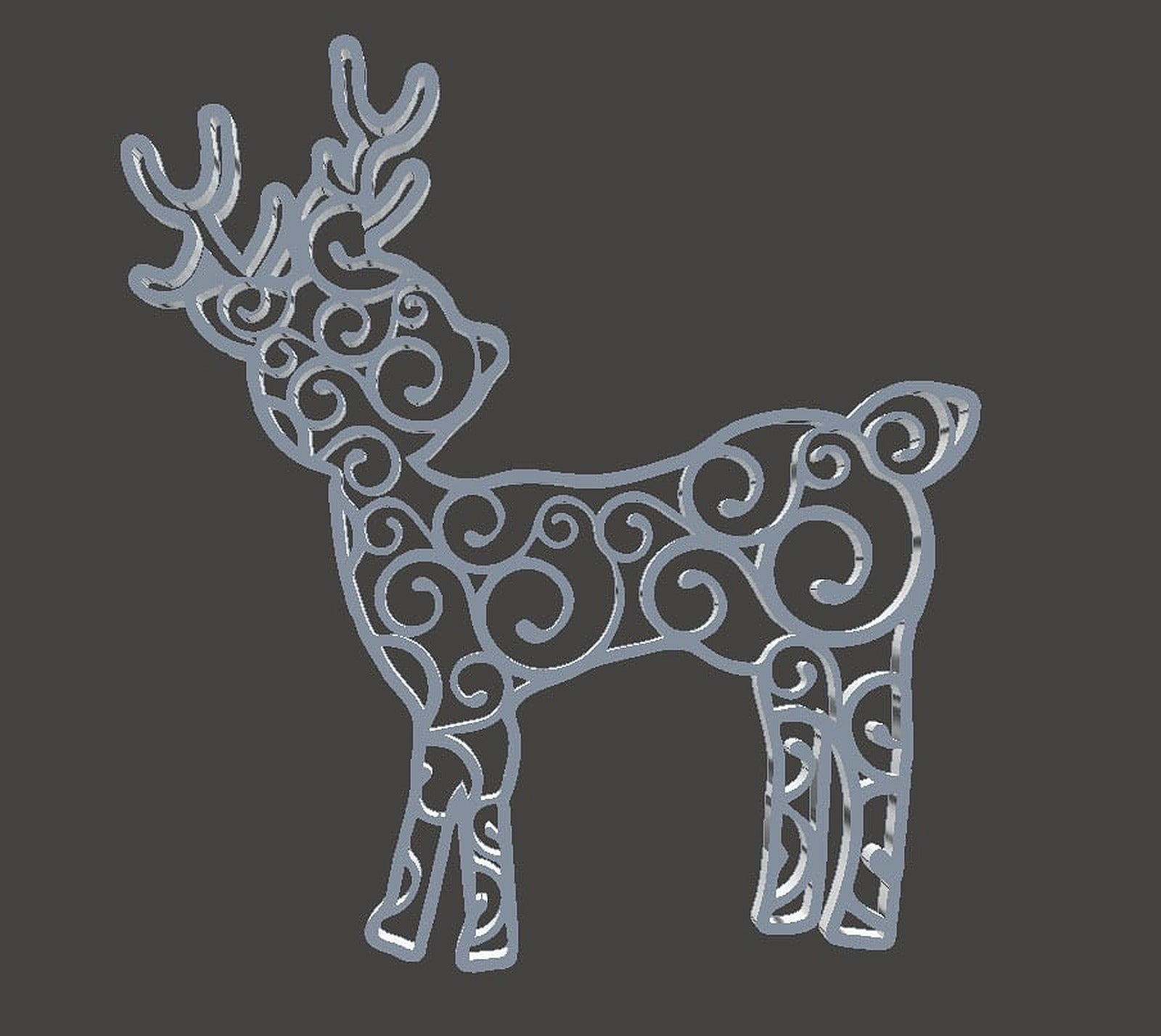 Christmas Tree Ornament - Reindeer Swirl – 3D Baskı Modeli