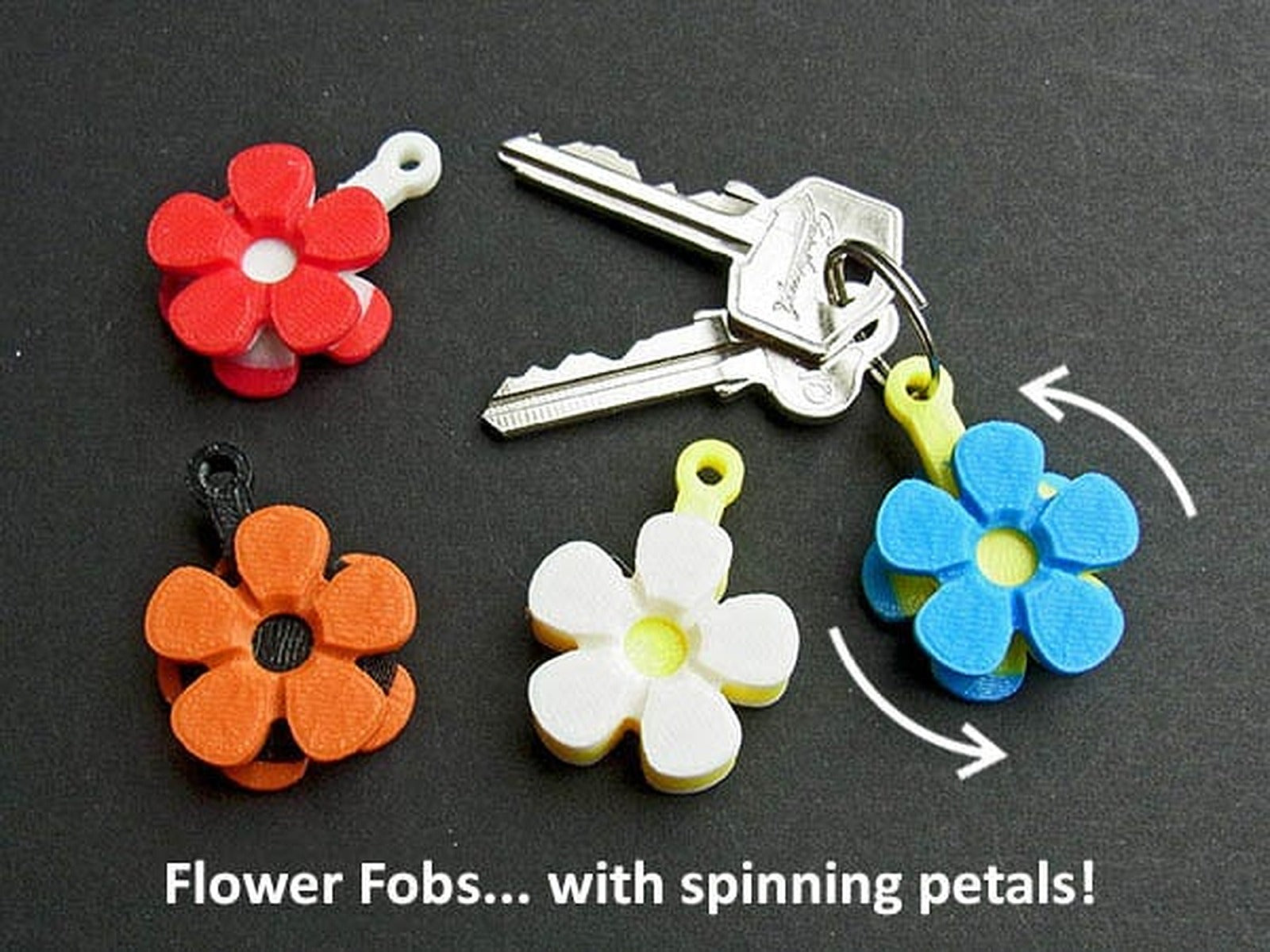 Flower Fobs... Flower Key Fobs that Spin! – 3D Baskı Modeli