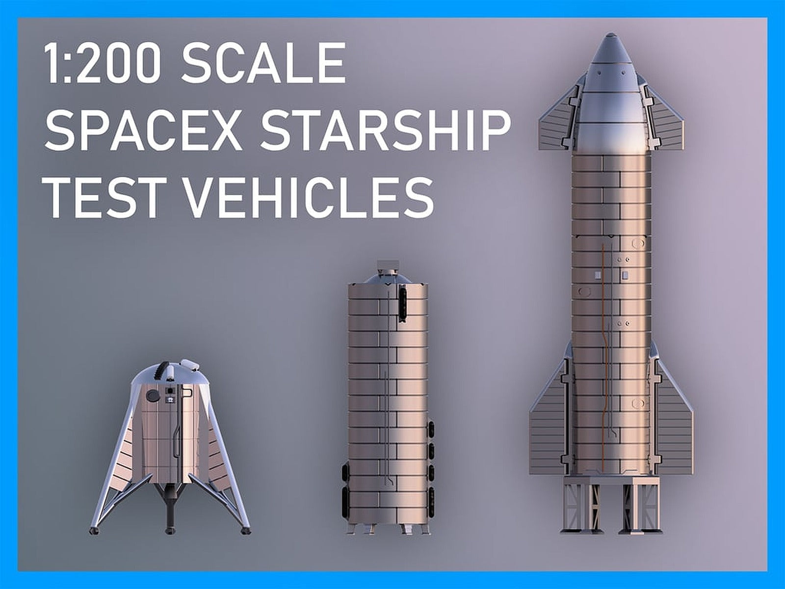 SpaceX Starship Prototypes (Hopper, SN5, SN8) - Now with moveable flaps! – 3D Baskı Modeli