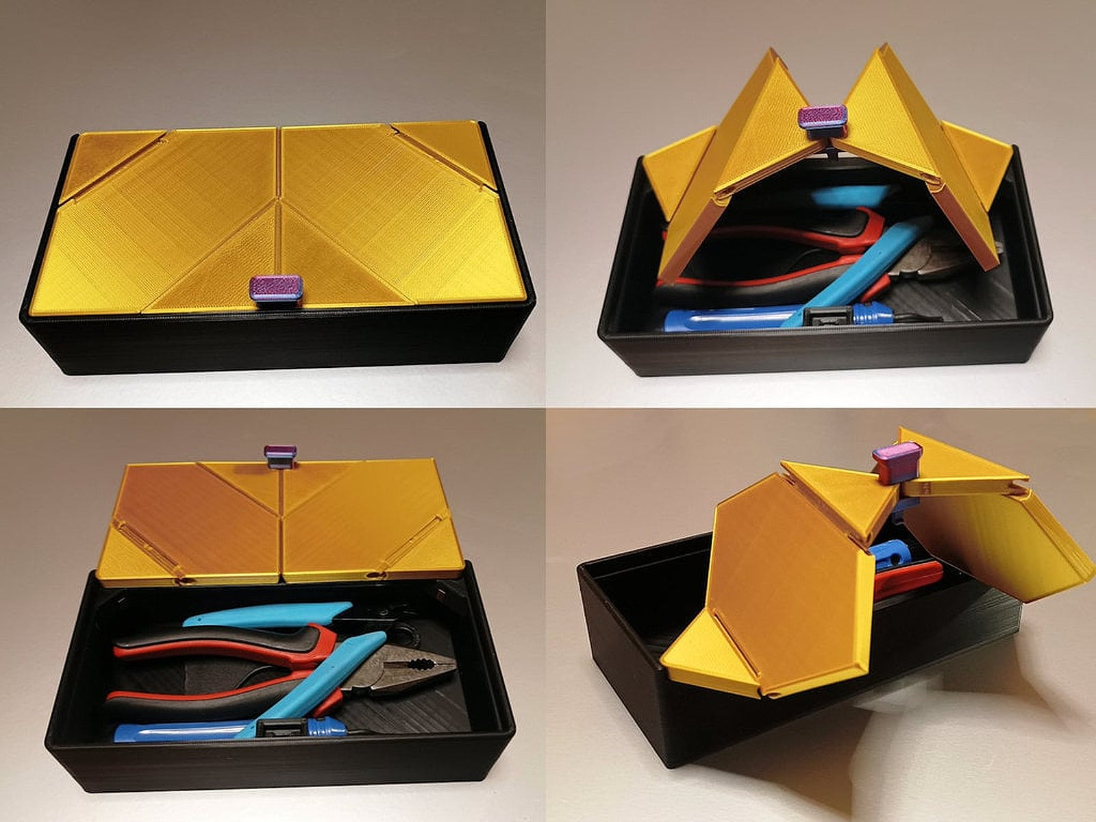 Solid kutu/düzenleyici with origami folding lids. – 3D Baskı Modeli