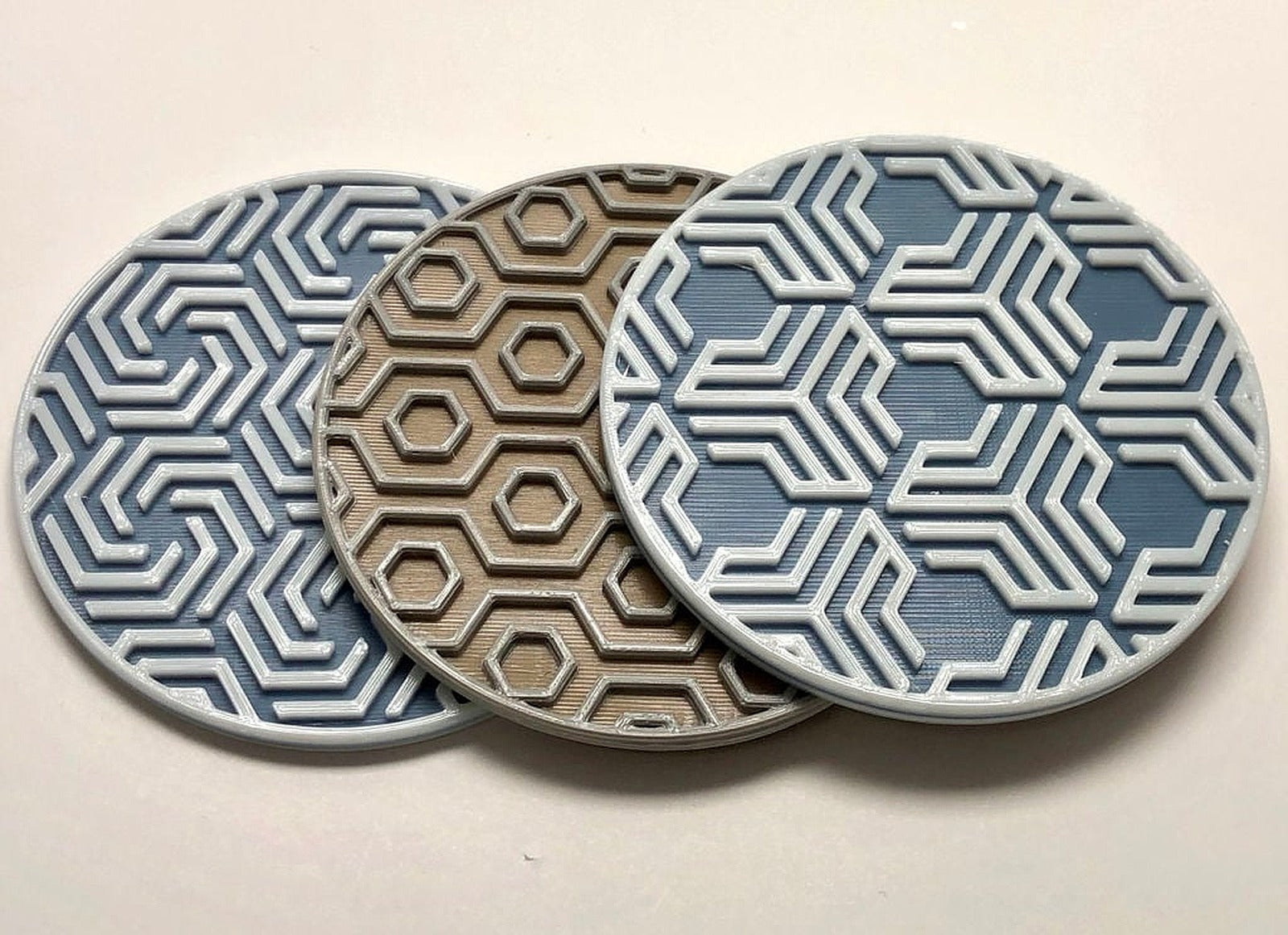 Hex Pattern Coasters With Drip Ring – 3D Baskı Modeli