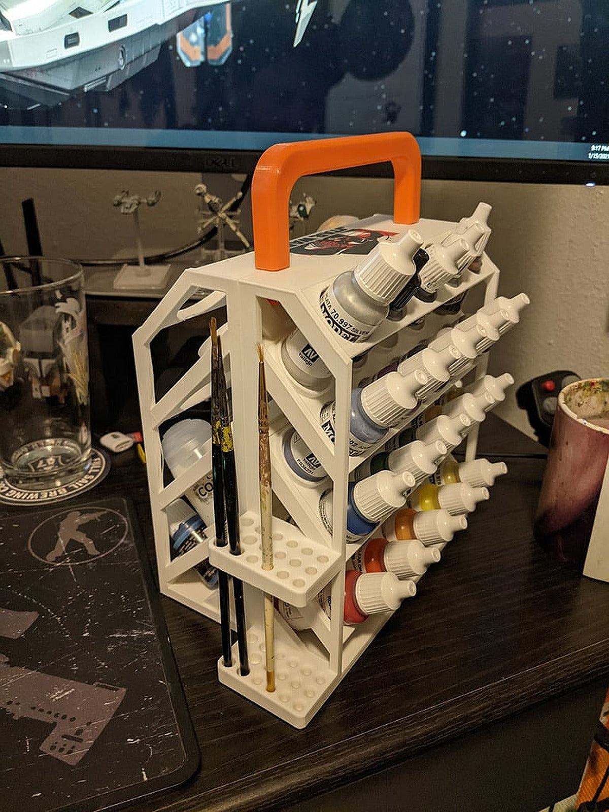 Dual sided paint stand with handle – 3D Baskı Modeli