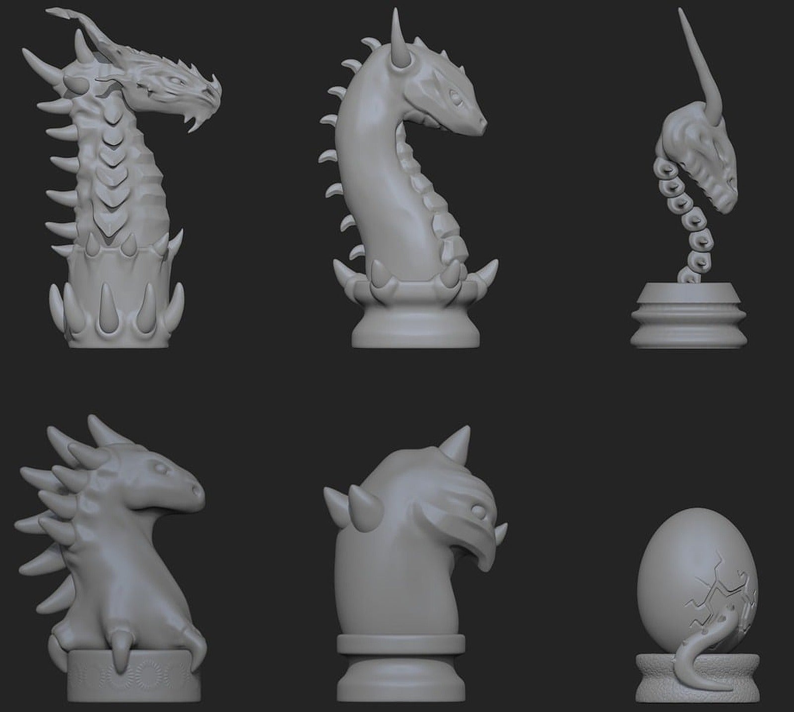 Dragon Chess Set – 3D Baskı Modeli