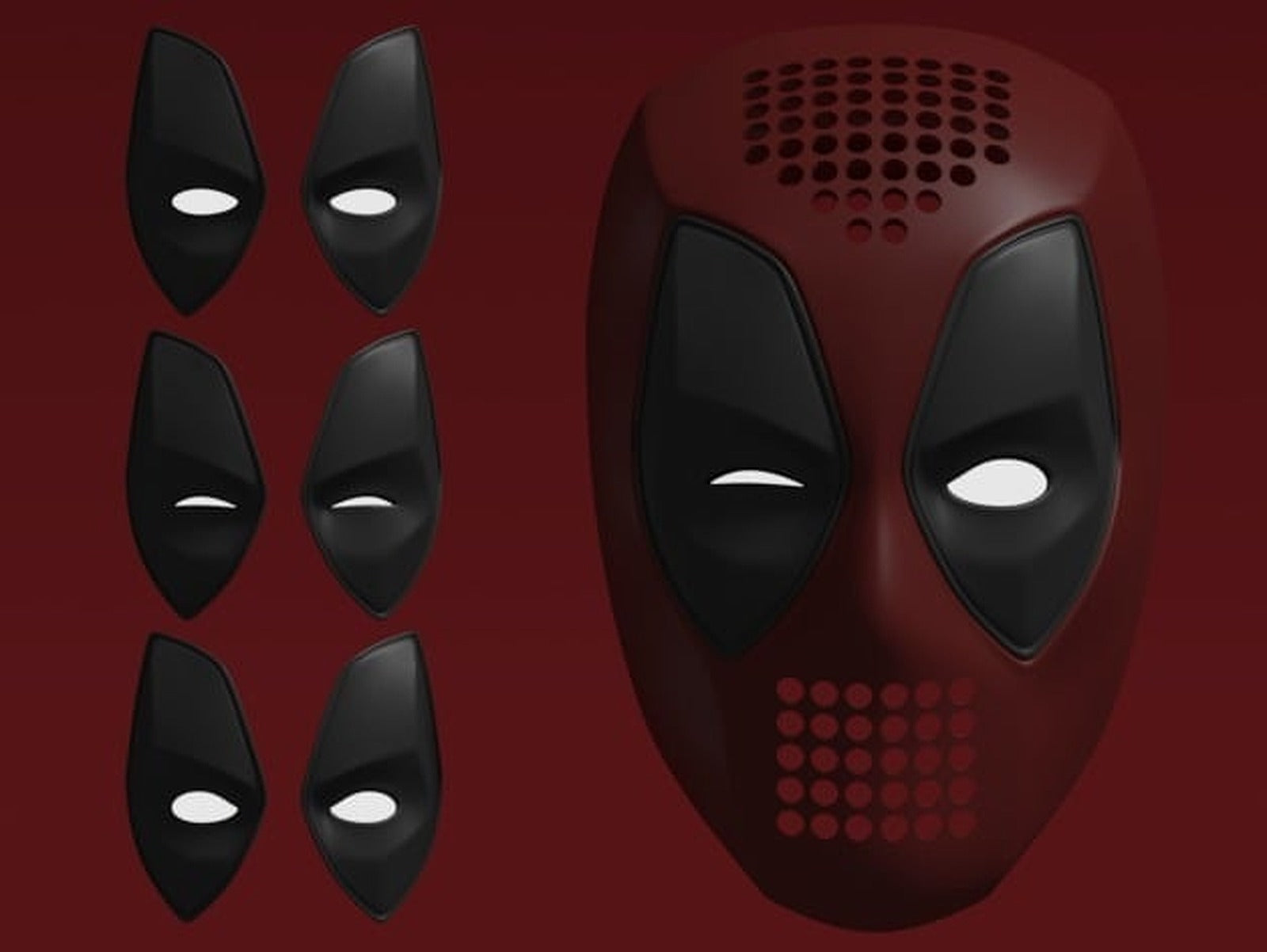 Deadpool Faceshell + Lenses – 3D Baskı Modeli
