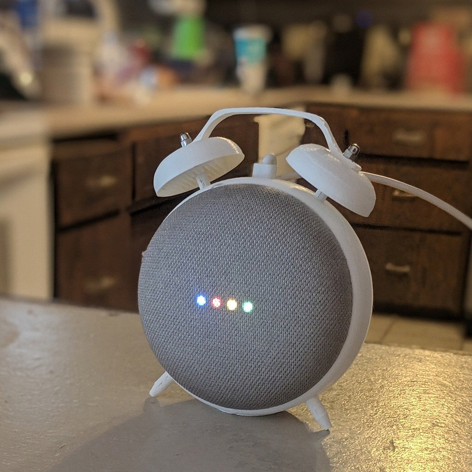 Retro Alarm Clock stand for the Google Home Mini – 3D Baskı Modeli