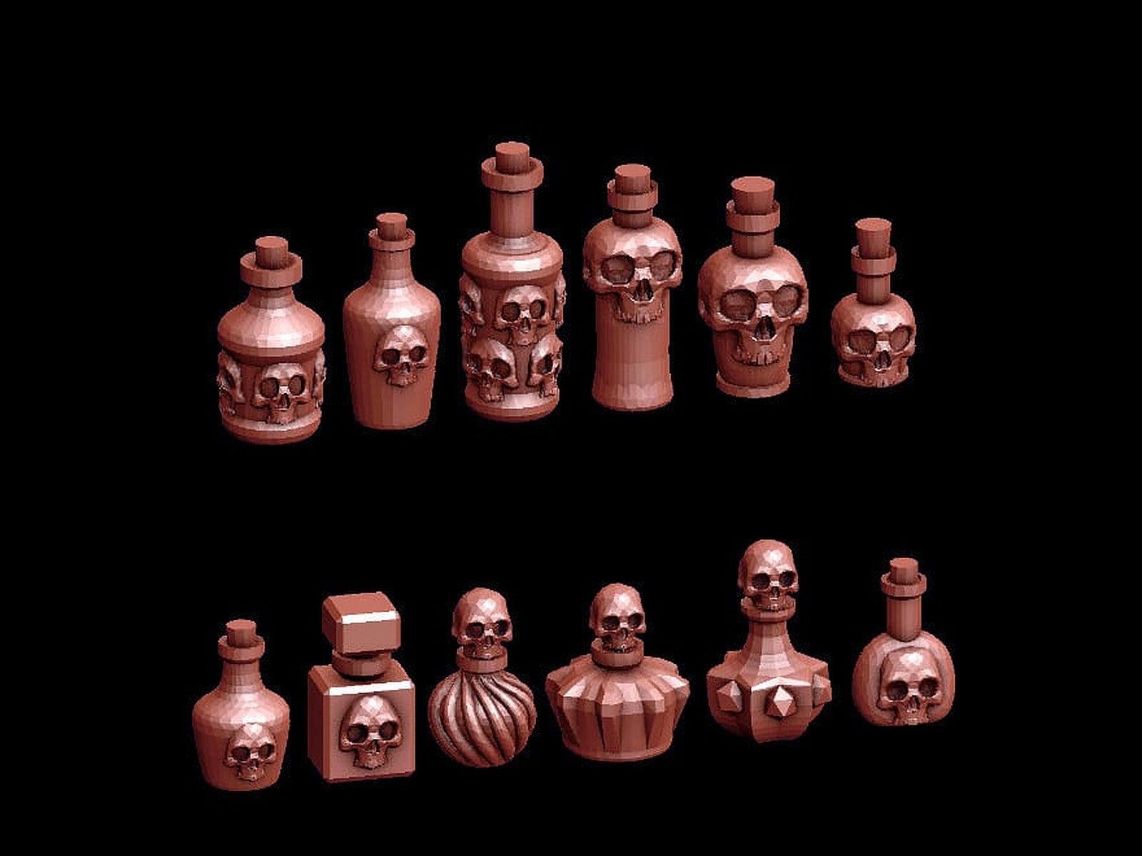 Skull Bottles – 3D Baskı Modeli