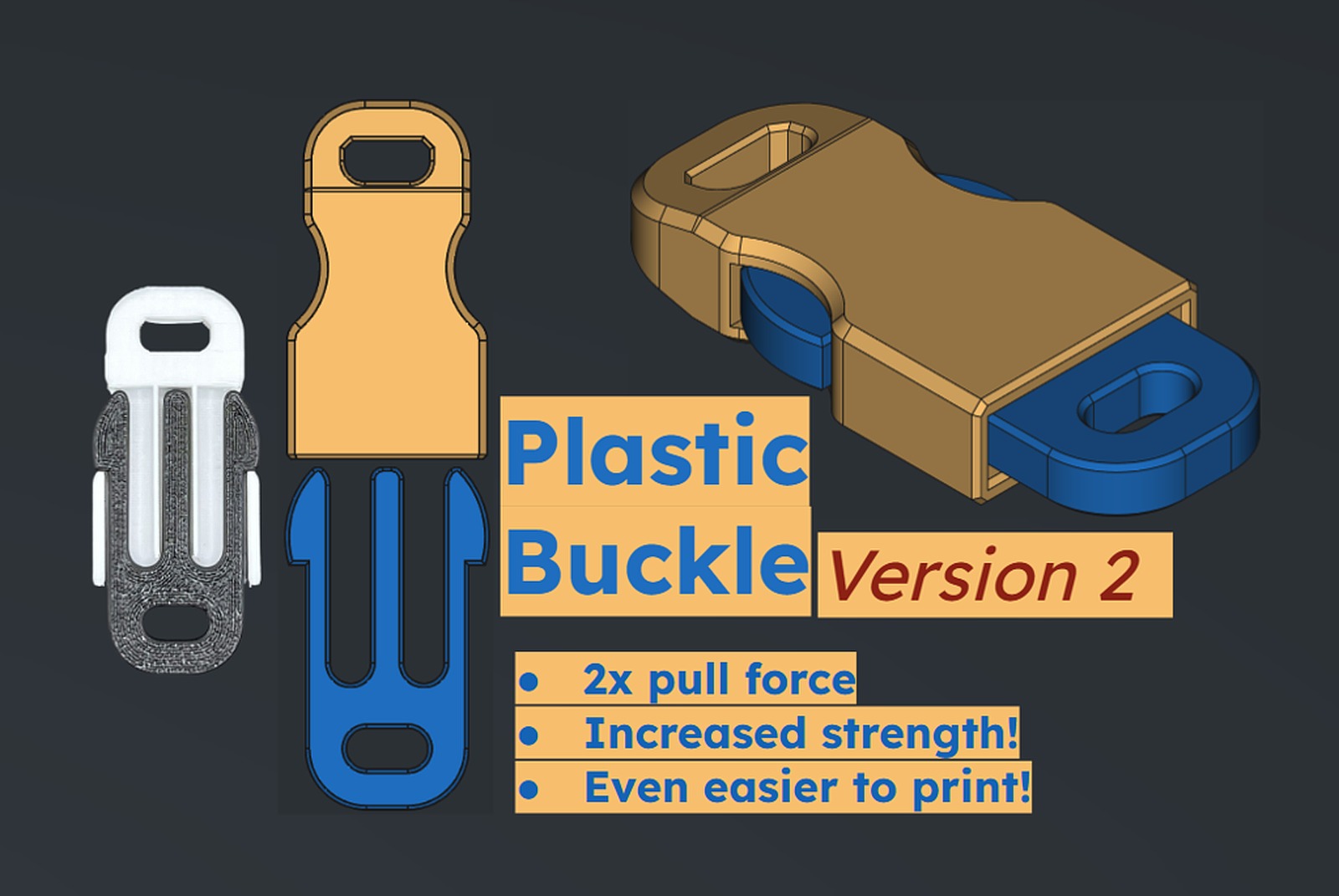Plastic Buckle v2: (2x the Strength) – 3D Baskı Modeli