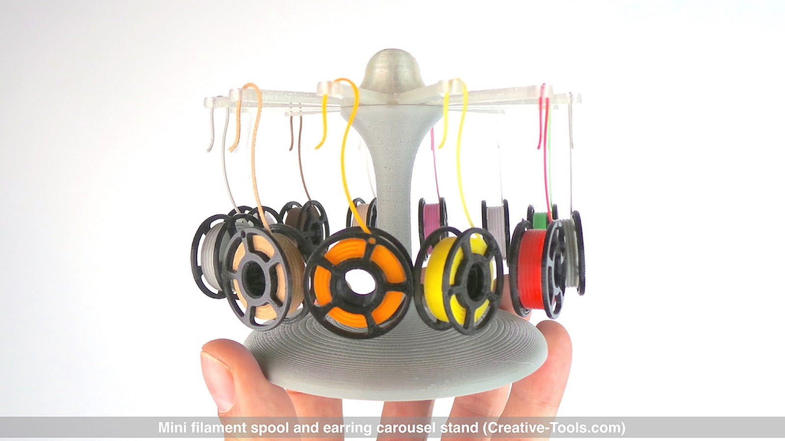 Mini filament spool and earring carousel stand – 3D Baskı Modeli