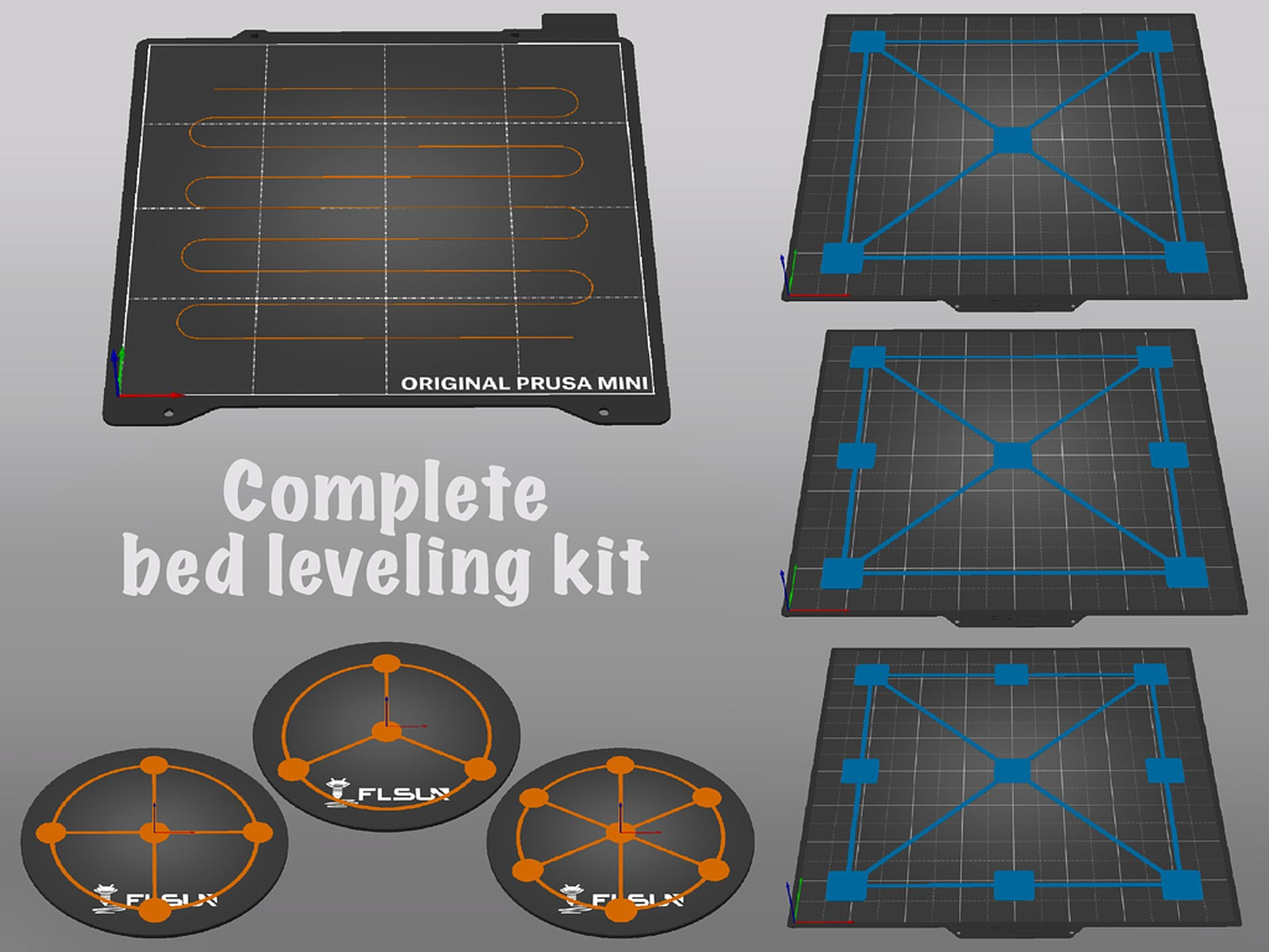 Complete bed leveling kit: zigzag line and patterns for round and square prindbed – 3D Baskı Modeli