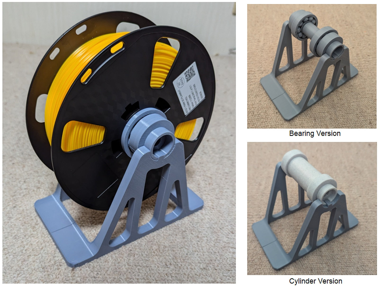 Full printed filament spool stand stand with BEARING / CYLINDER – 3D Baskı Modeli