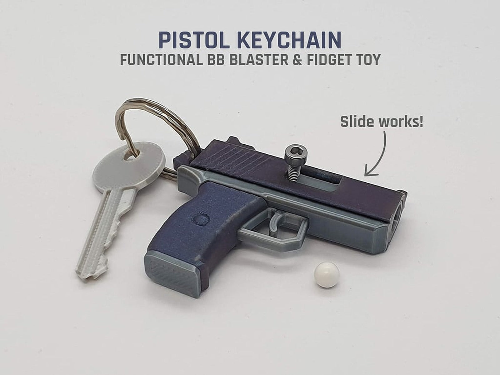 Pistol anahtarlık — Functional BB Blaster / Fidget Toy – 3D Baskı Modeli