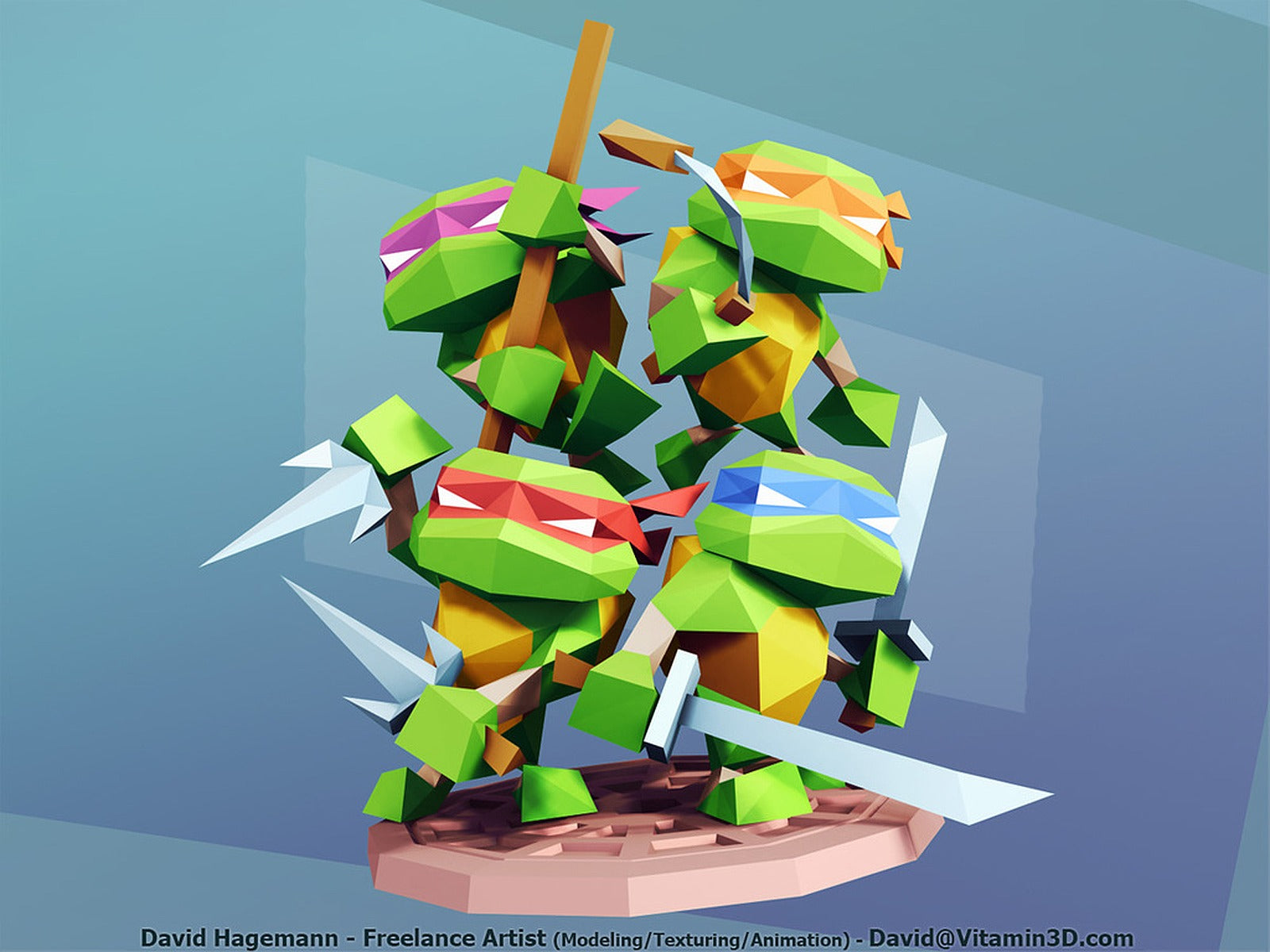 Low Poly Teenage Mutant Ninja Turtles – 3D Baskı Modeli