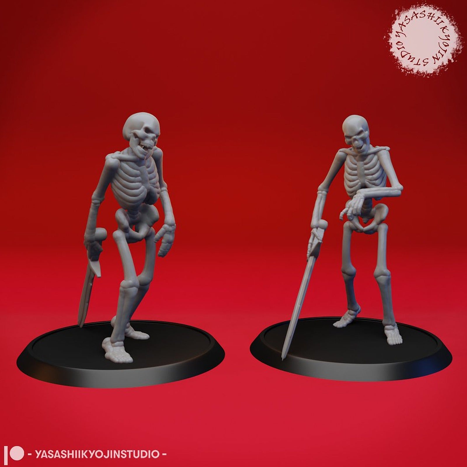 Undead Skeleton Swordsmen - Tabletop Miniature – 3D Baskı Modeli