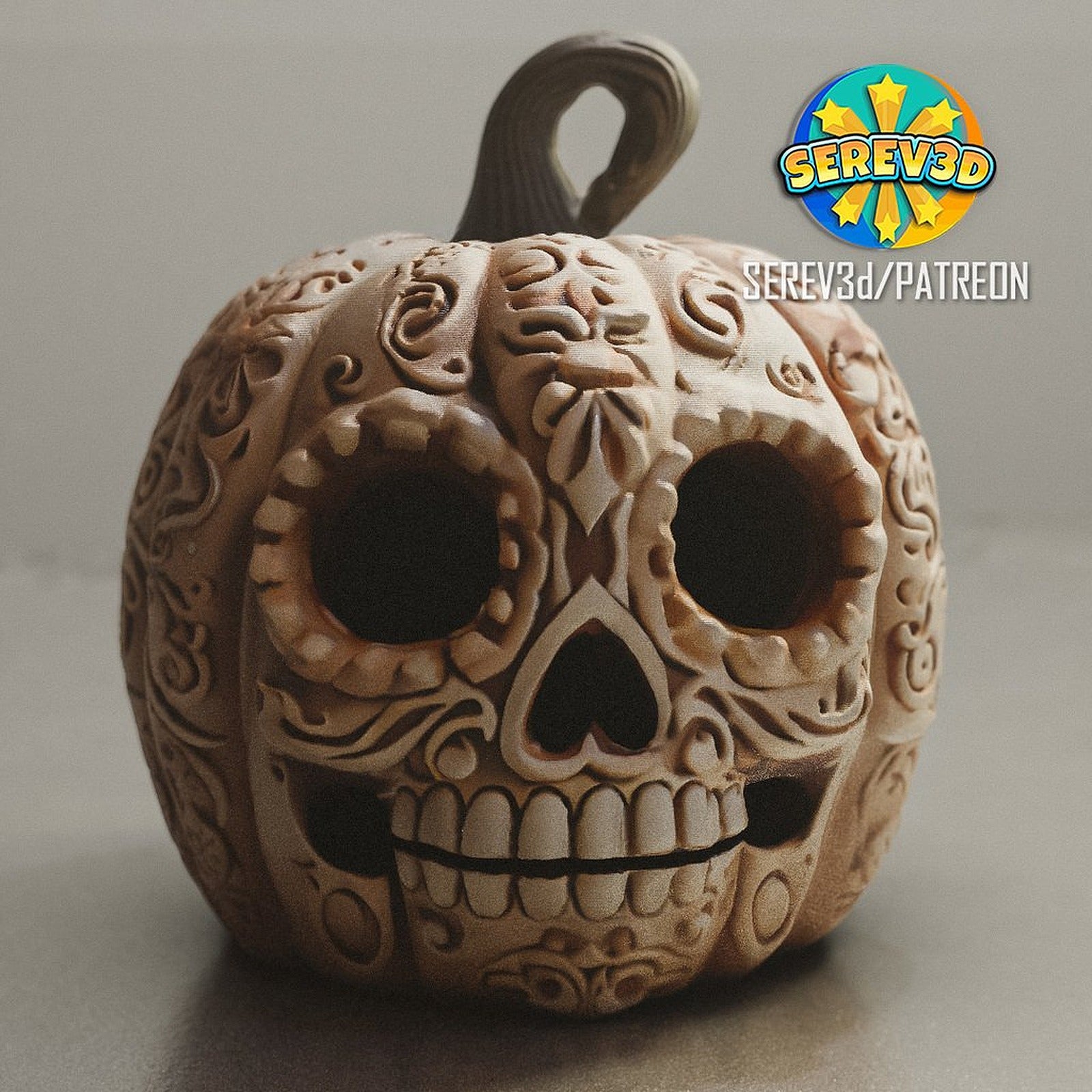Day of the Dead Halloween Pumpkin - Lamp – 3D Baskı Modeli