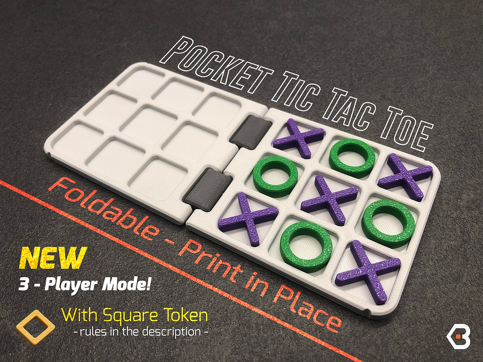 Pocket Tic Tac Toe: Fold & Play Anytime, Anywhere - Print in Place – 3D Baskı Modeli