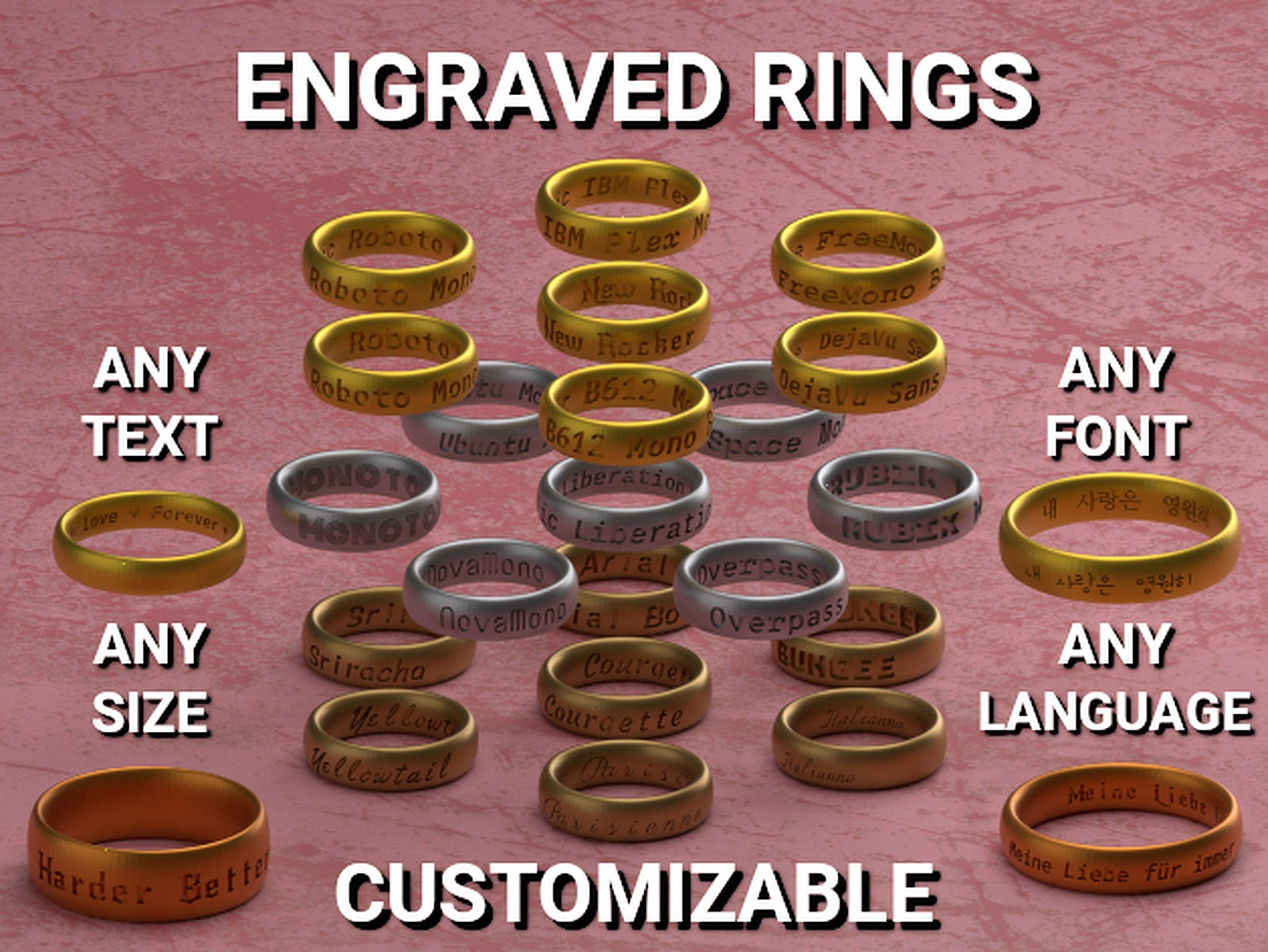 Customizable Engraved Rings – 3D Baskı Modeli