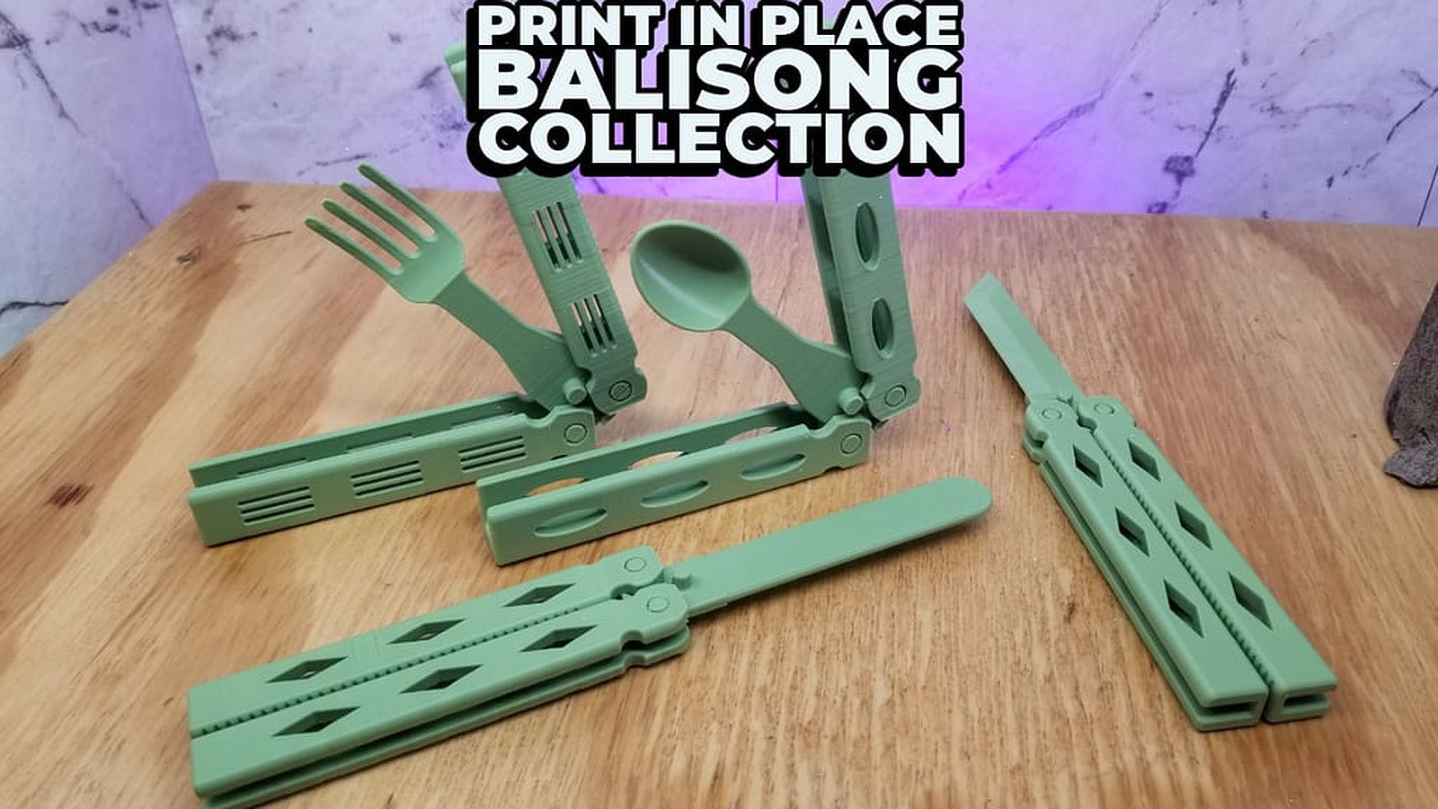 Butterfly/Balisong Collection - Print In Place! Including a Spork! – 3D Baskı Modeli