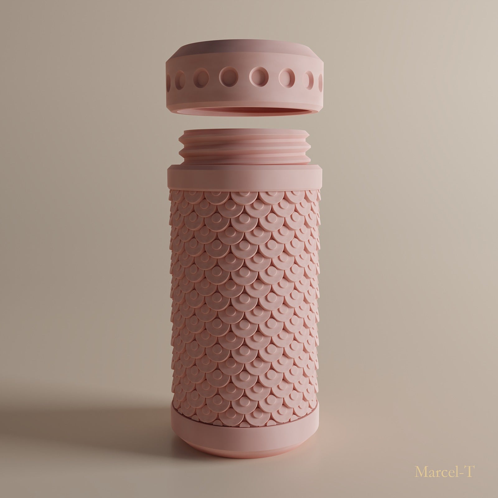 Textured Screw Cap Container – 3D Baskı Modeli
