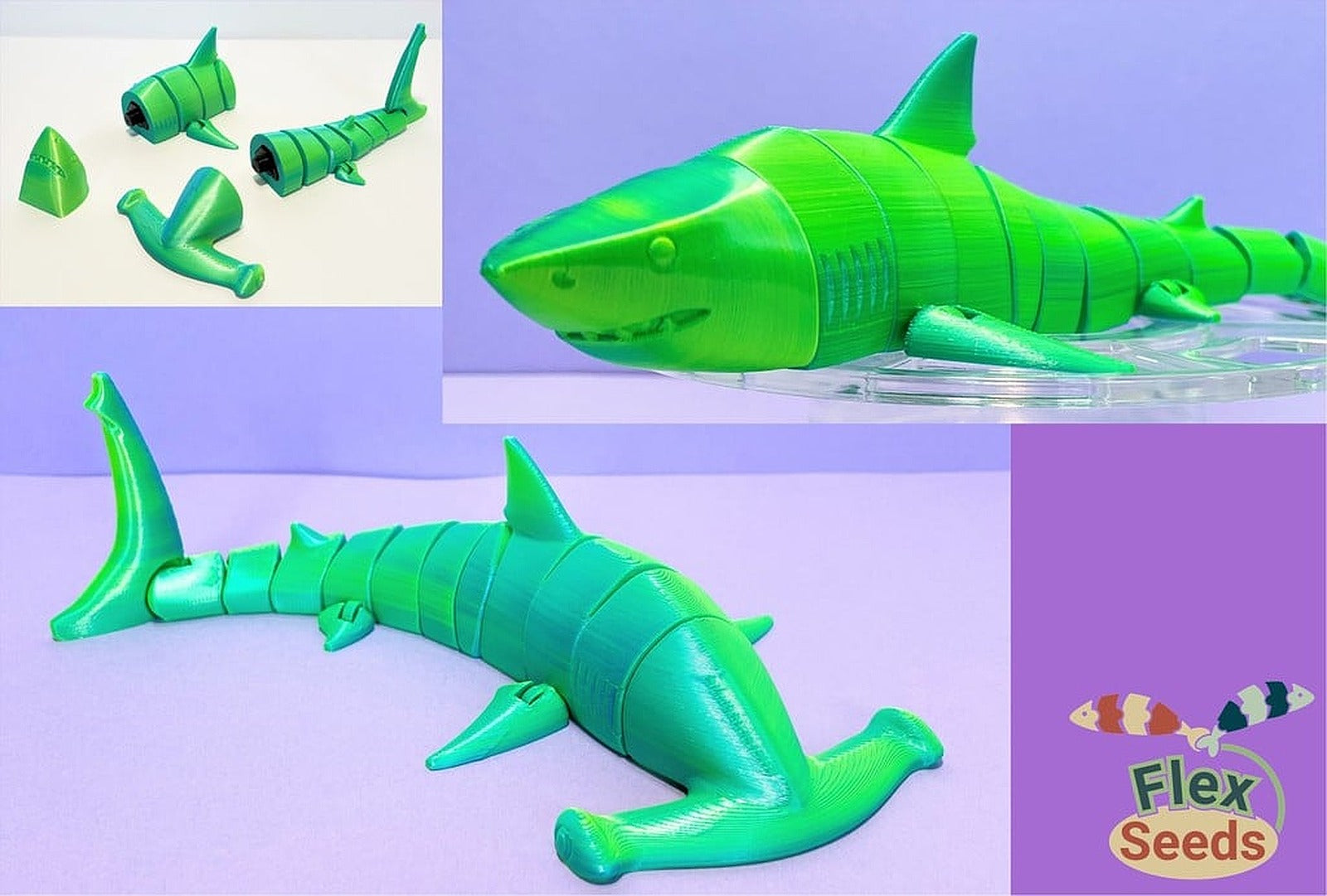 Flexi Shark & Hammerhead Set – 3D Baskı Modeli