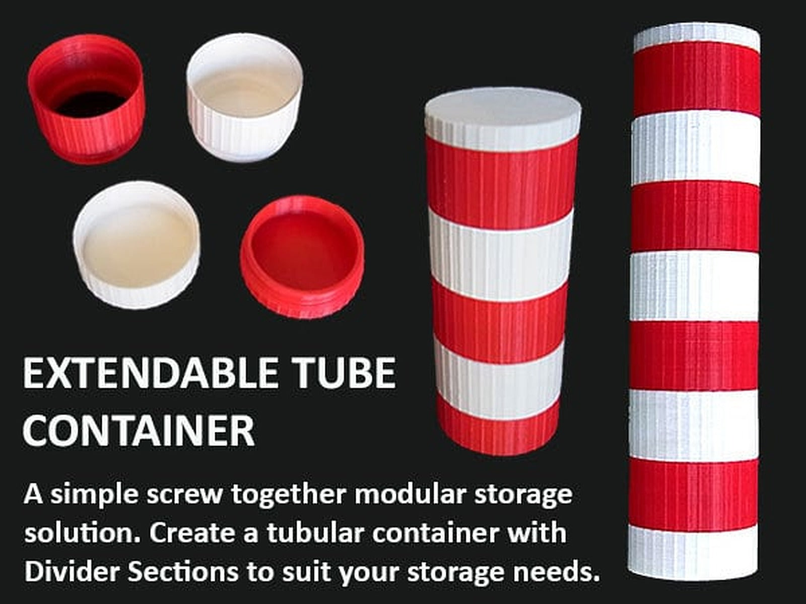 Extendable Modular Tube Container – 3D Baskı Modeli
