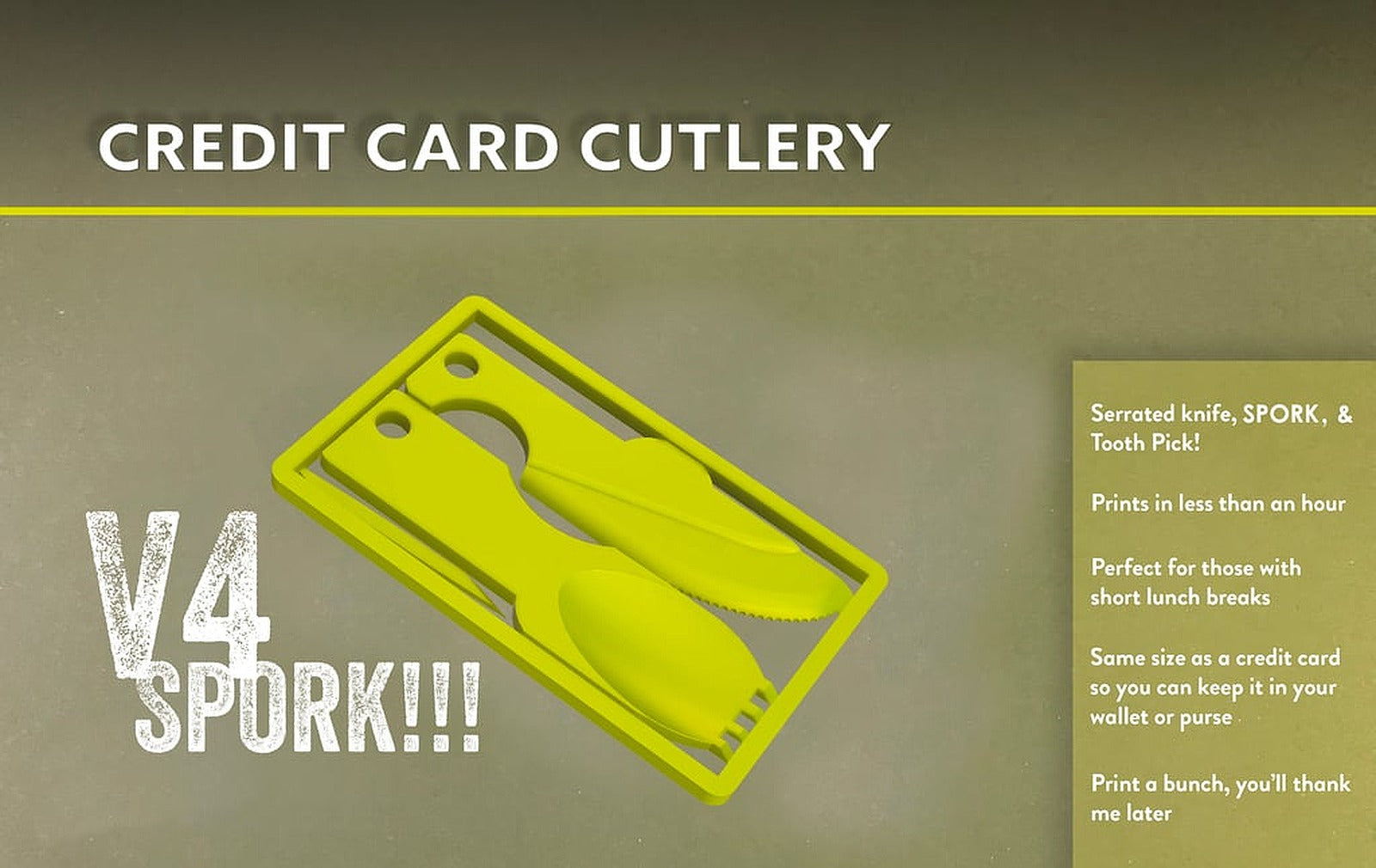 Credit Card Cutlery – 3D Baskı Modeli