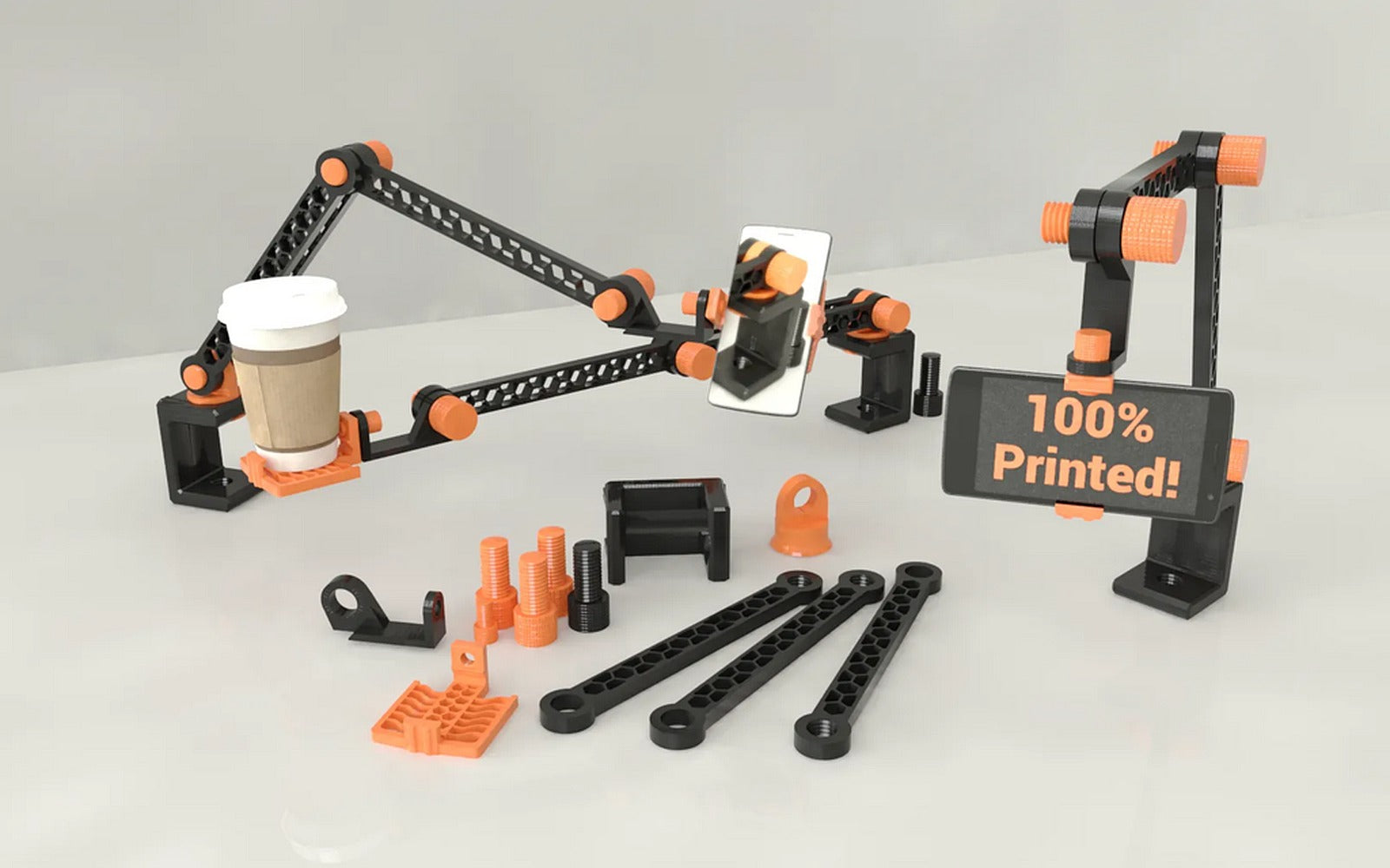 Flexible & sturdy telefon arm (100% Printed) – 3D Baskı Modeli