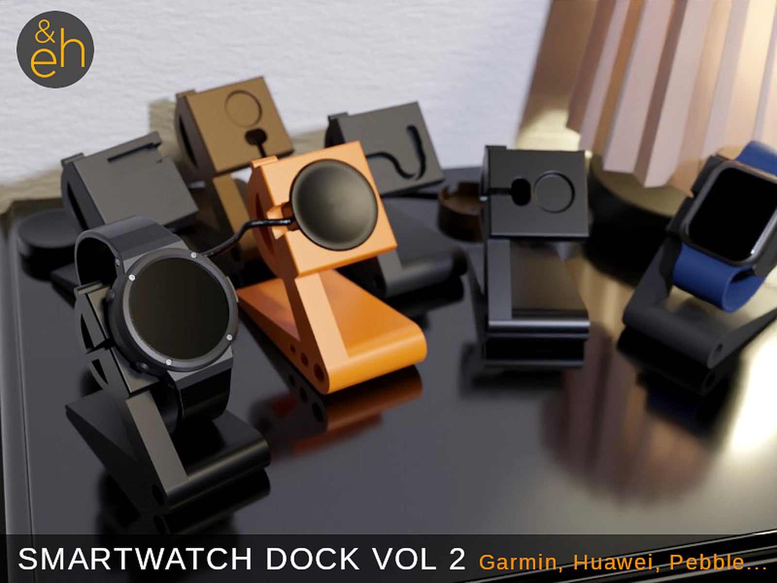 Universal Smartwatch Dock Vol 2 - Google, Samsung, Amazfit, Huawei, Garmin, Pebble etc. – 3D Baskı Modeli