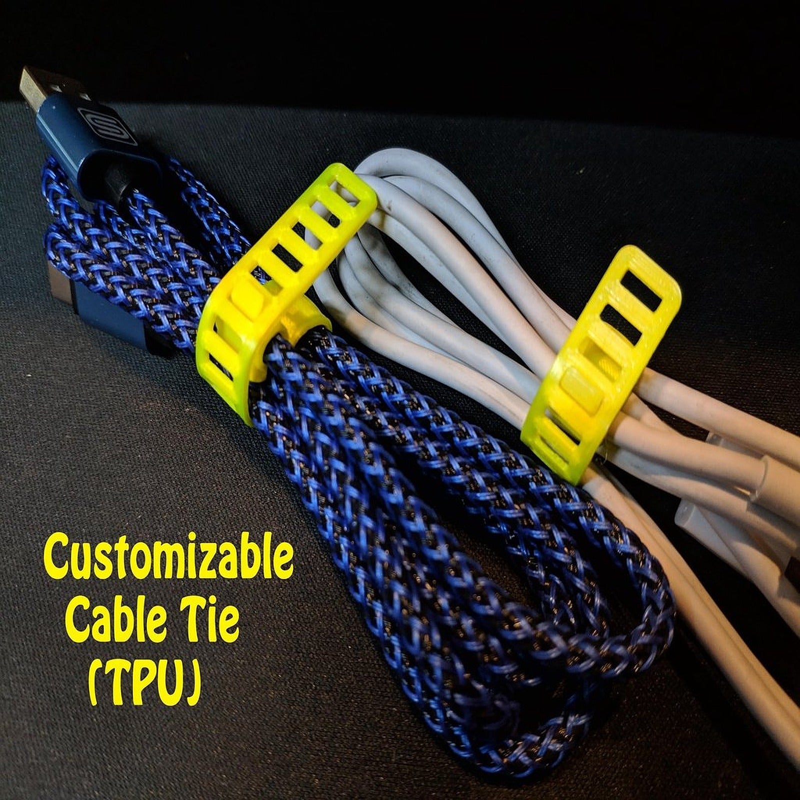 Customizable (Clip-on) Cable Tie (TPU) – 3D Baskı Modeli