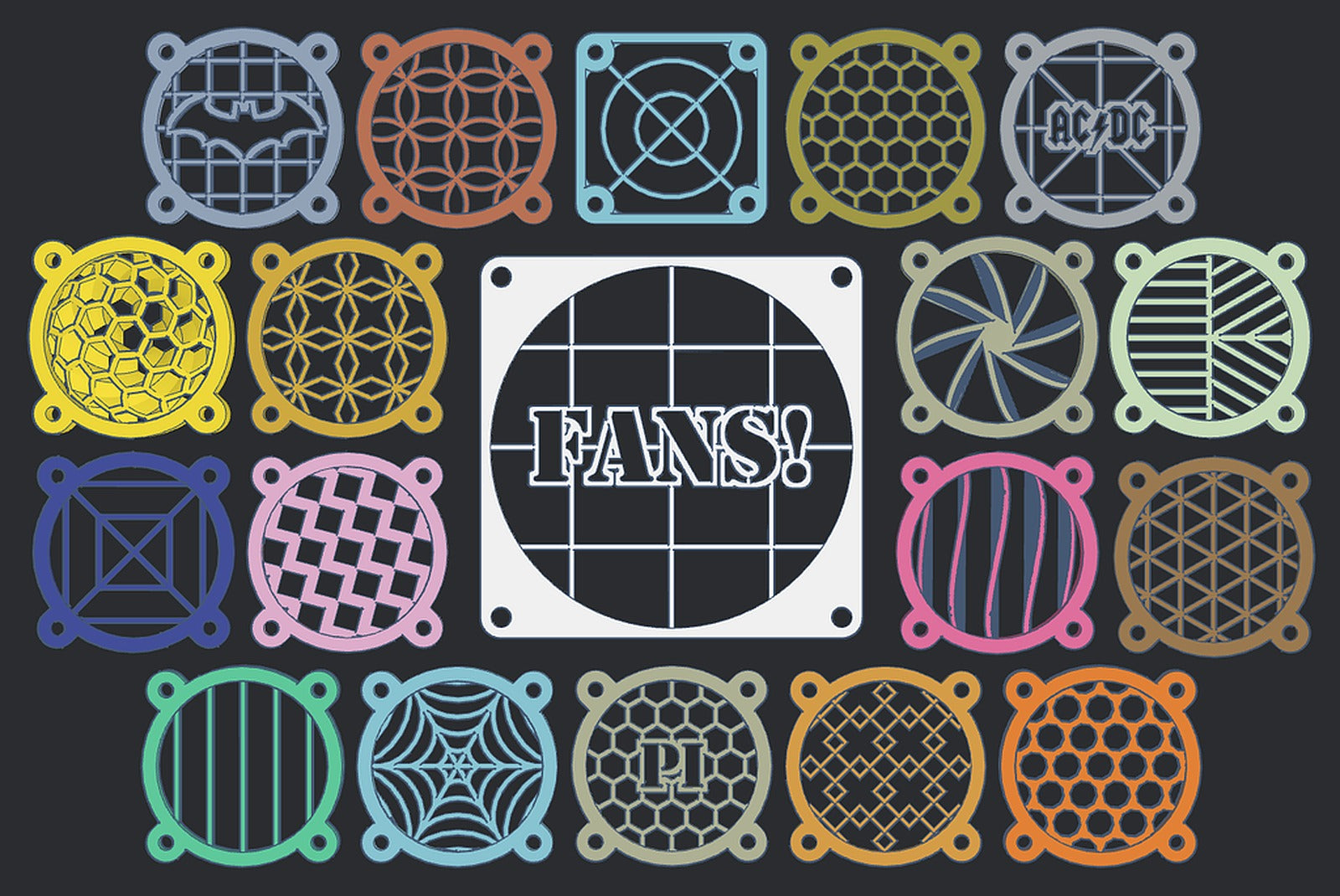 Customizable Fan Grill Covers – 3D Baskı Modeli