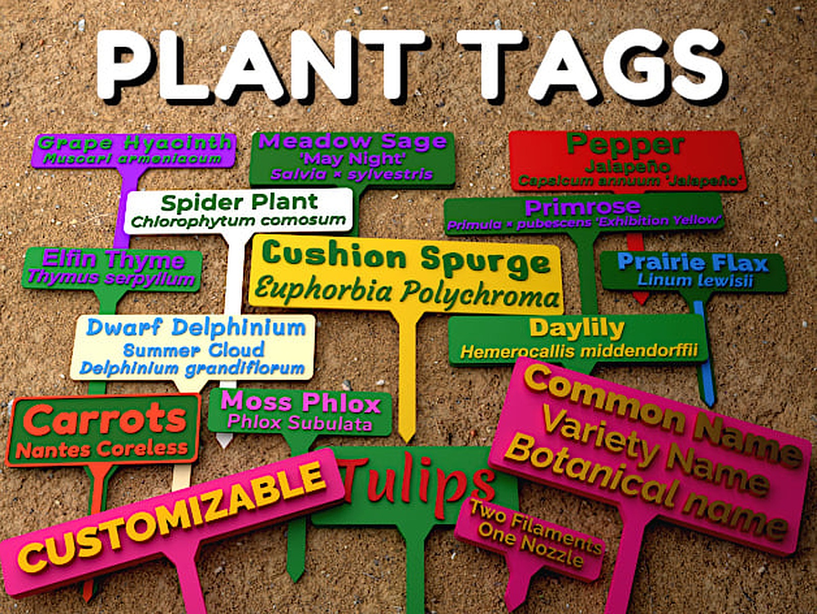Customizable Plant Tags – 3D Baskı Modeli