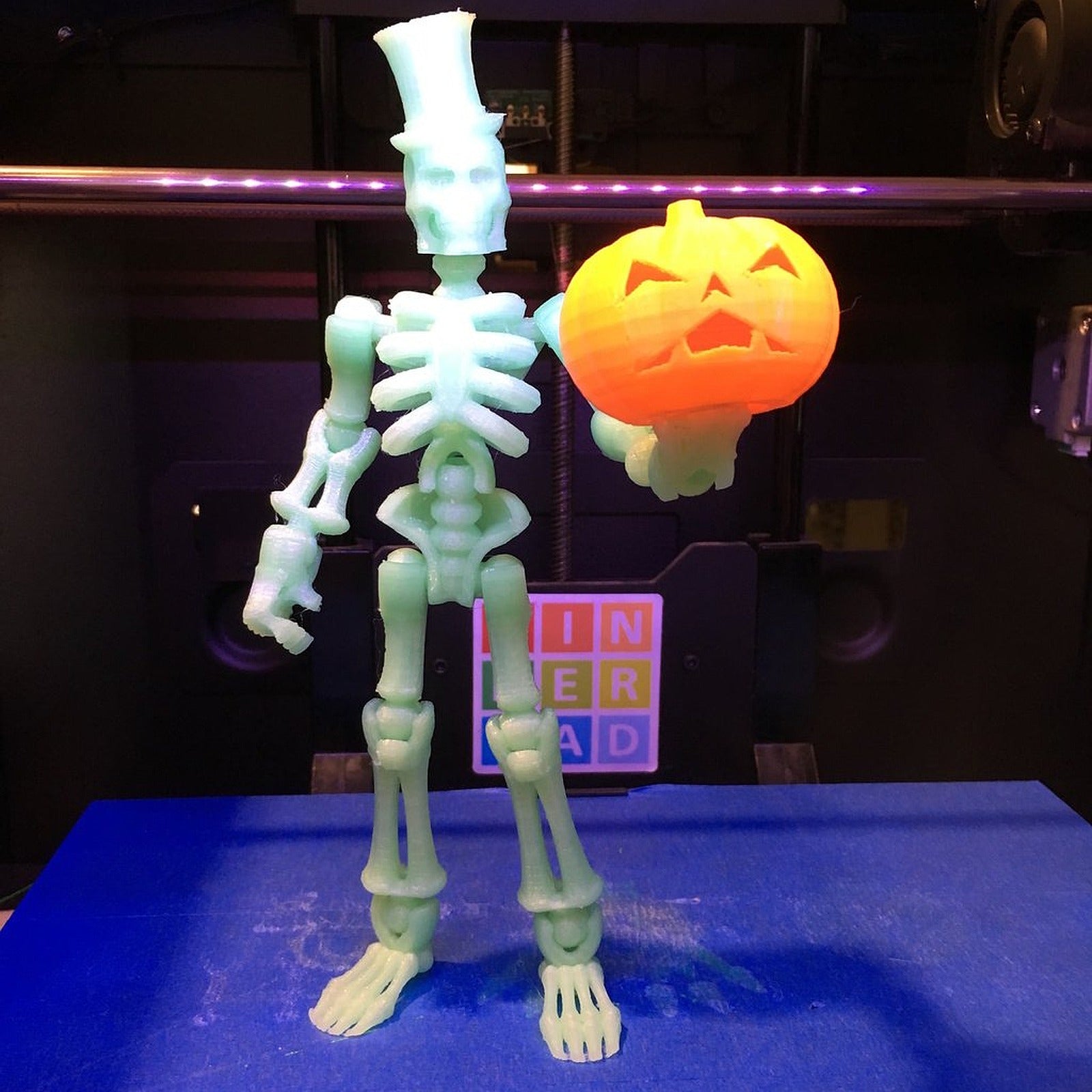 Glow-in-the-dark, poseable Skeleton w/ extras – 3D Baskı Modeli