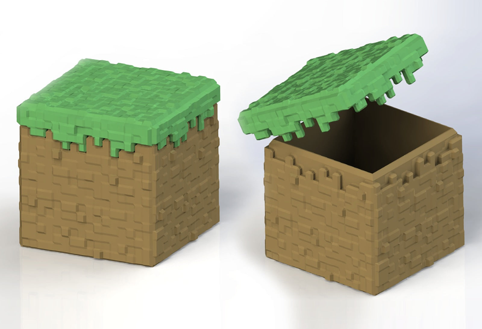 Minecraft Grass Block Container – 3D Baskı Modeli