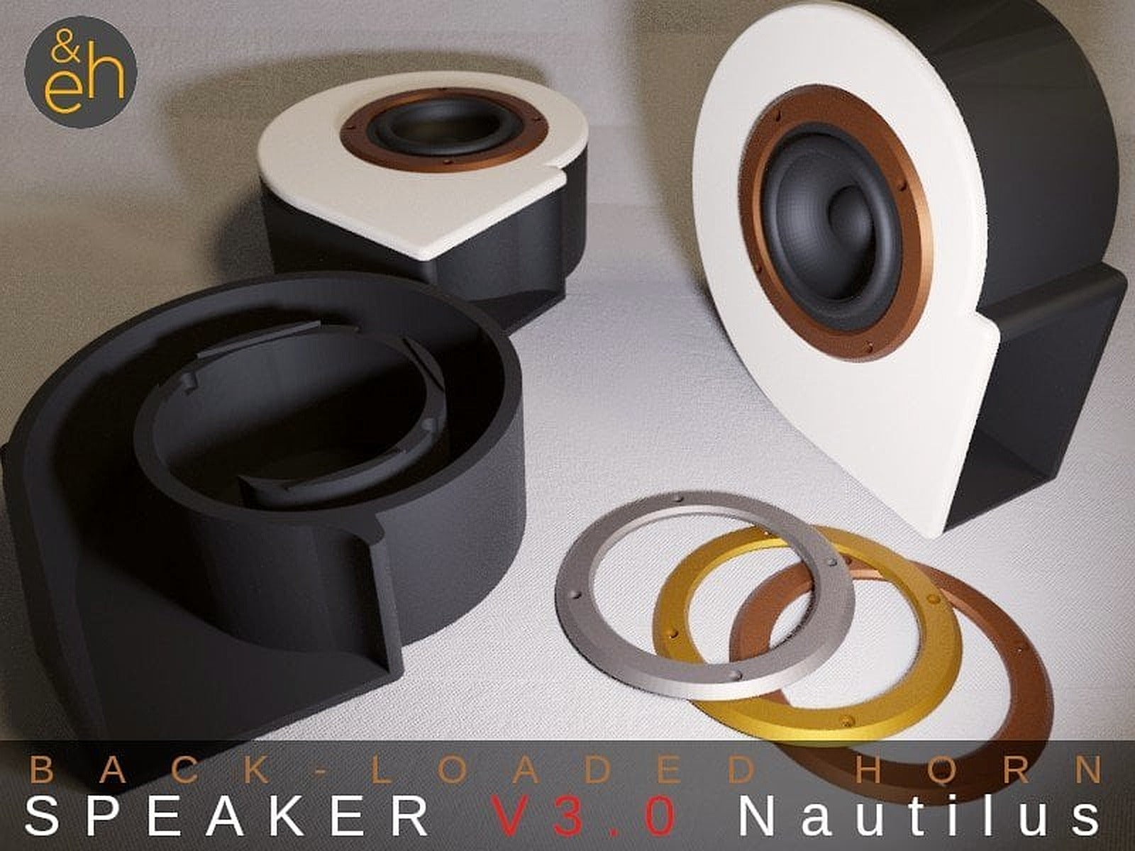 Back Horn Speaker V3.0 Nautilus - Bluetooth, Active, Passive – 3D Baskı Modeli
