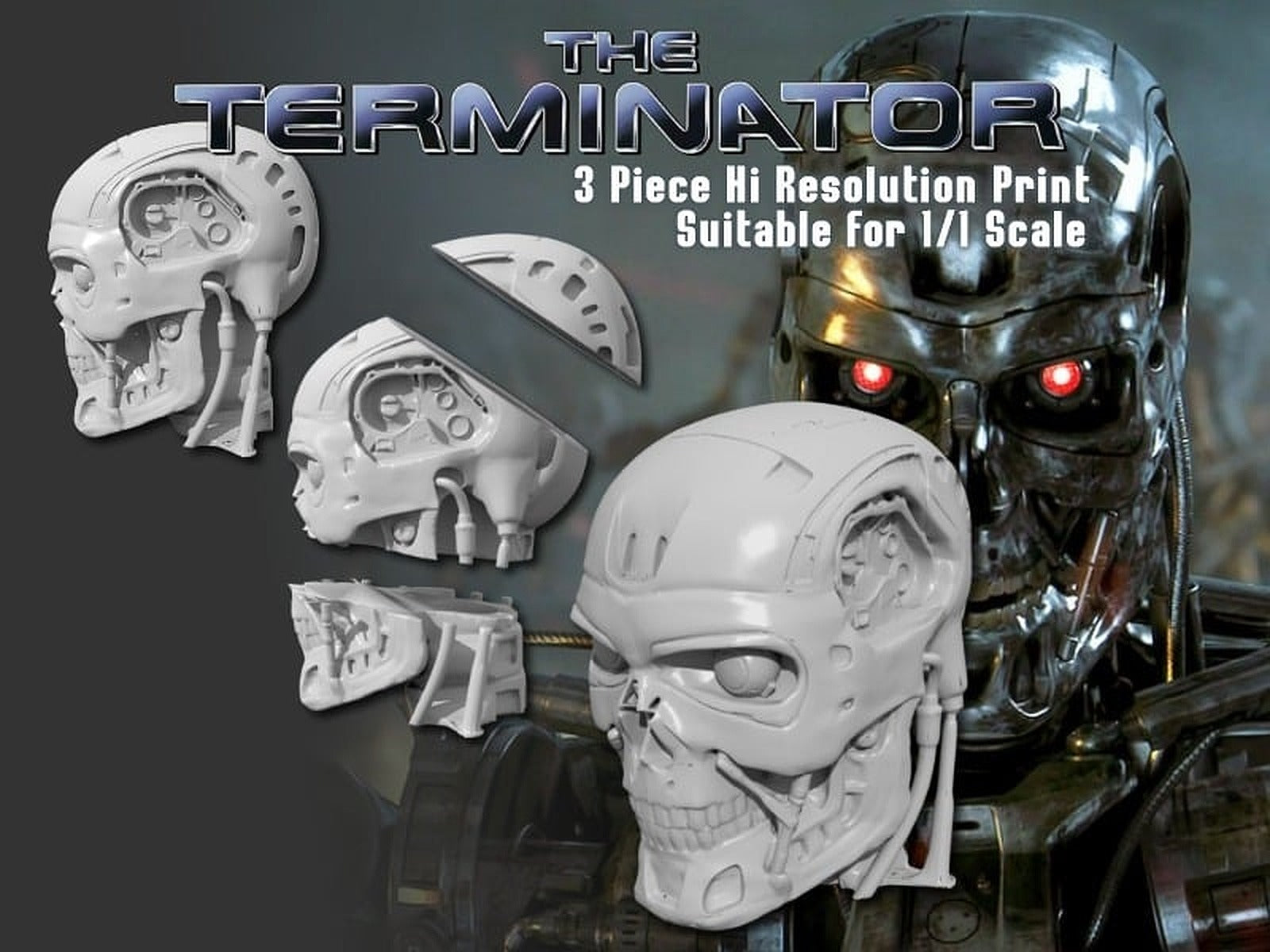 T-800 Single and 3 Piece High Detail Head – 3D Baskı Modeli