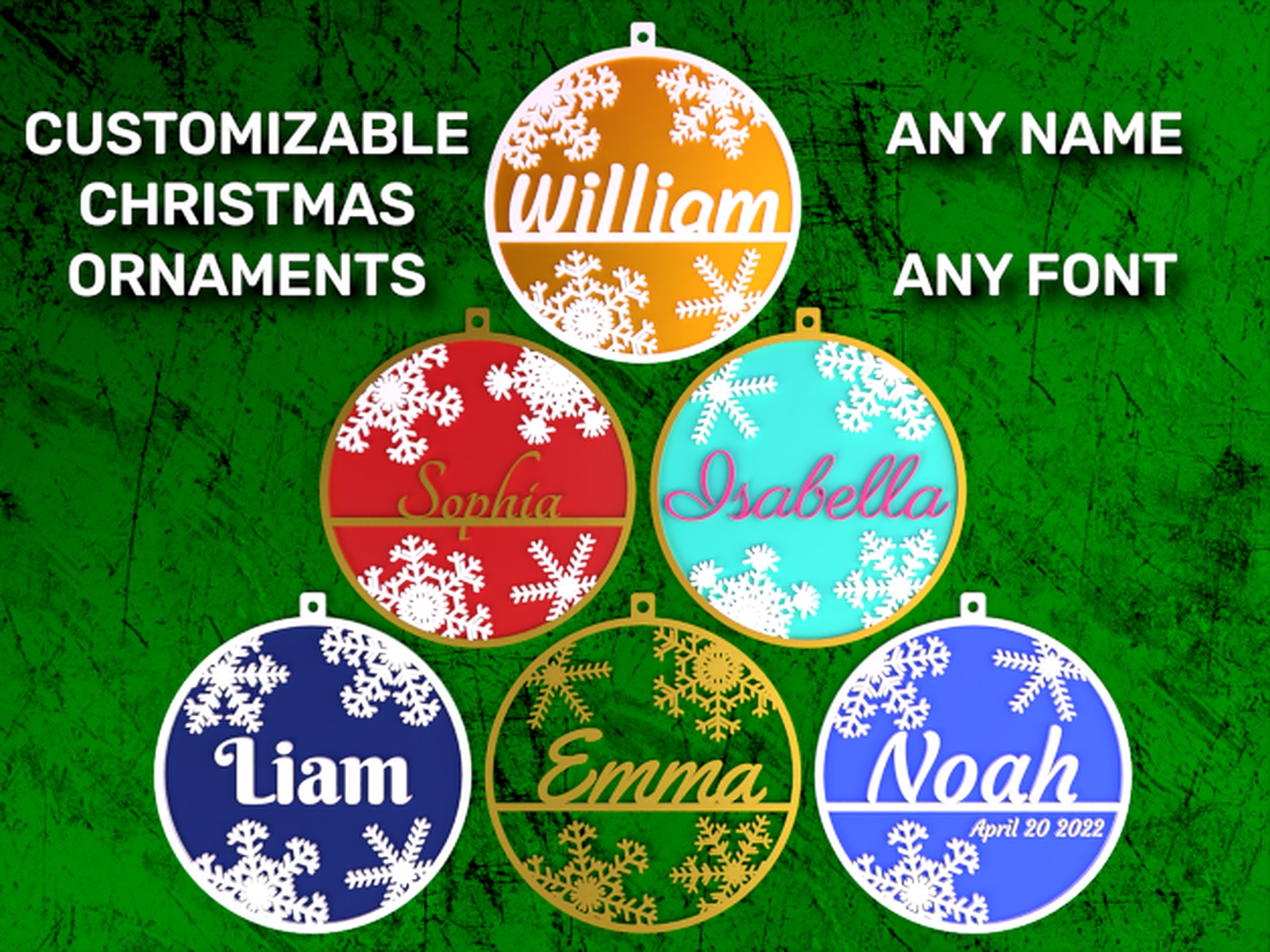 Customizable Christmas Name Ornament – 3D Baskı Modeli