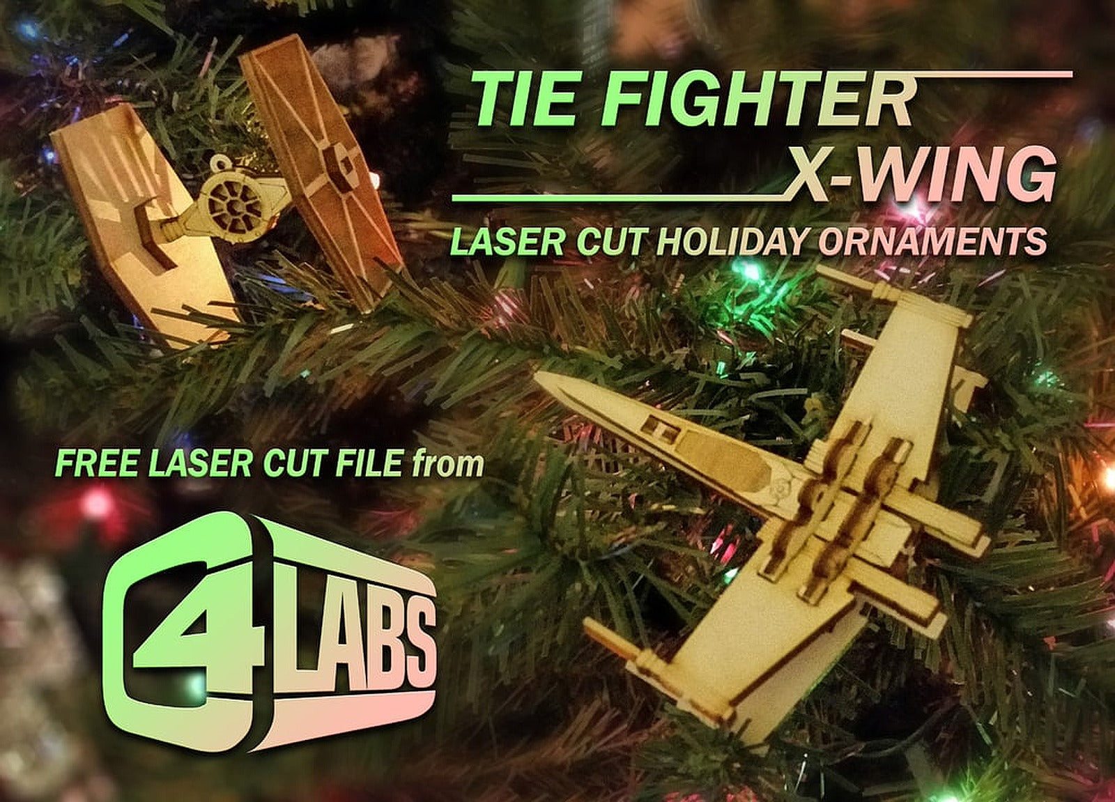 Tie Fighter & X-Wing Laser Cut Ornaments - C4 Labs – 3D Baskı Modeli