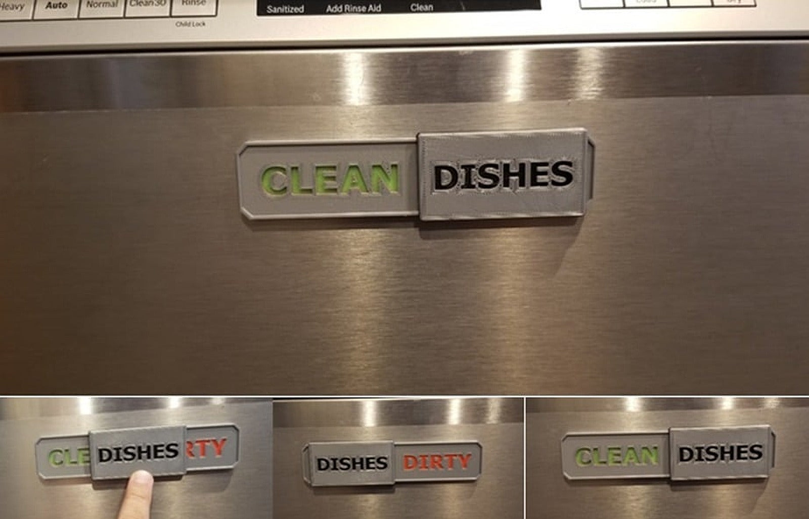Clean Dishes, Dishes Dirty, dishwasher sliding sign – 3D Baskı Modeli