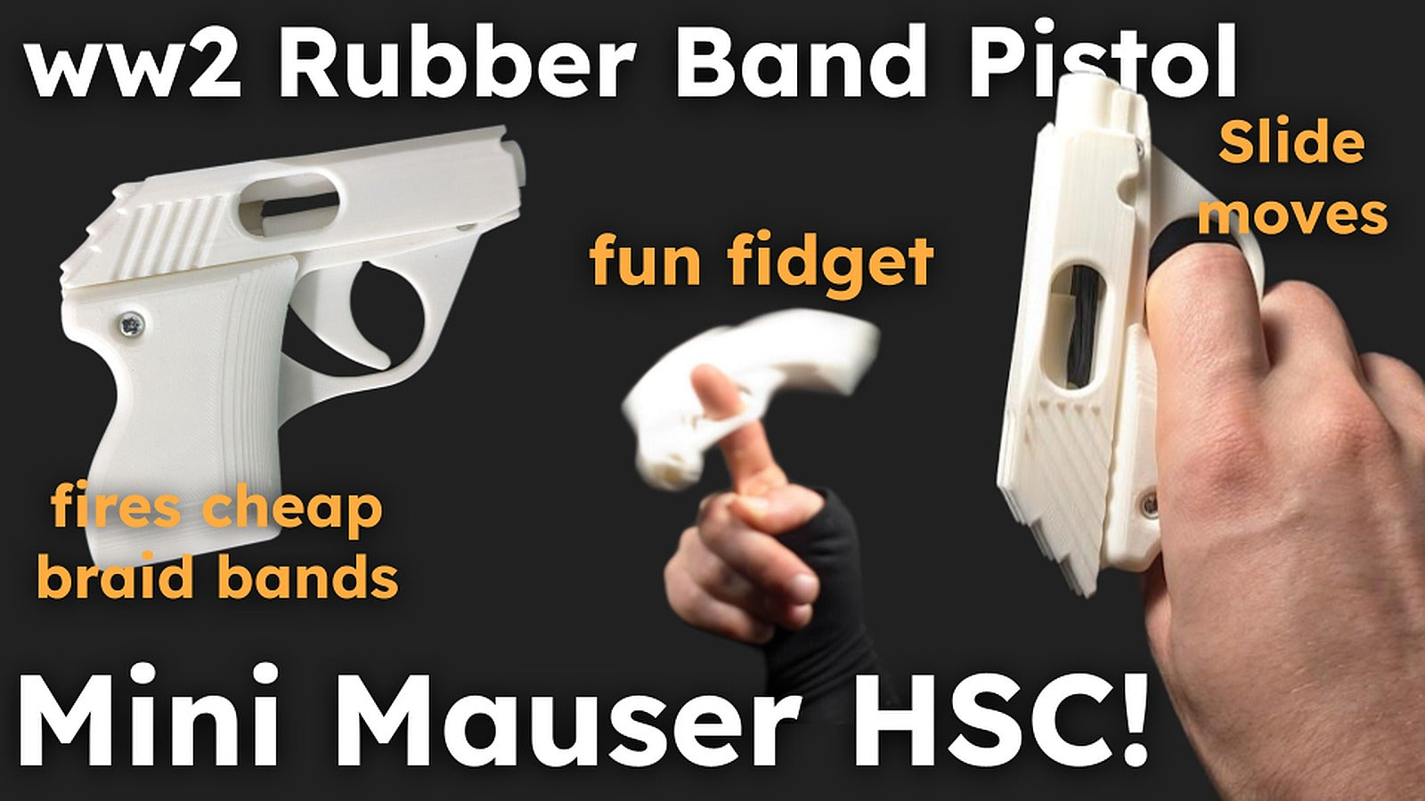 Mini Mauser HSC - Working Rubber Band Pistol – 3D Baskı Modeli