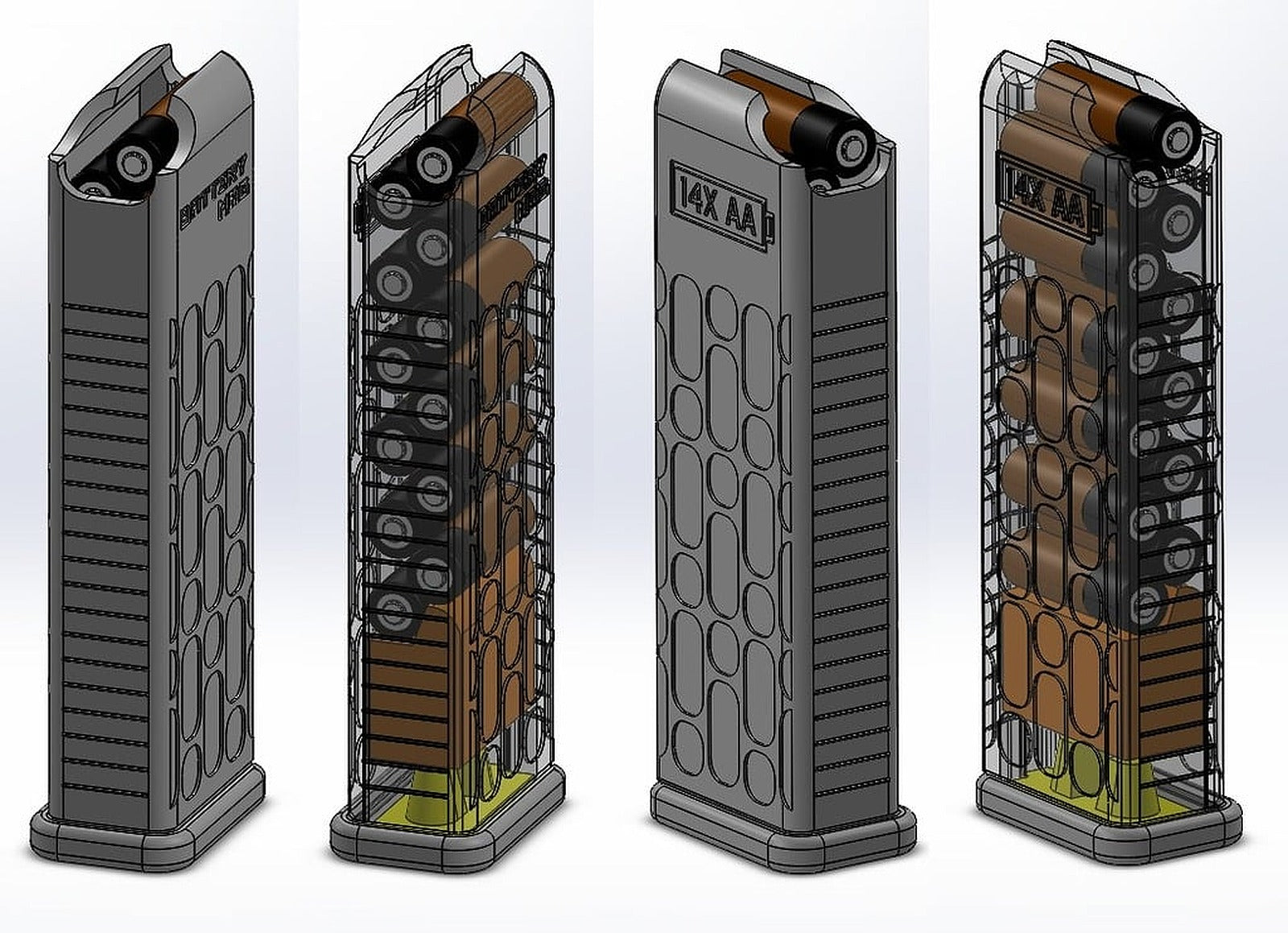 BatteryMag - 14x AA Dispenser – 3D Baskı Modeli