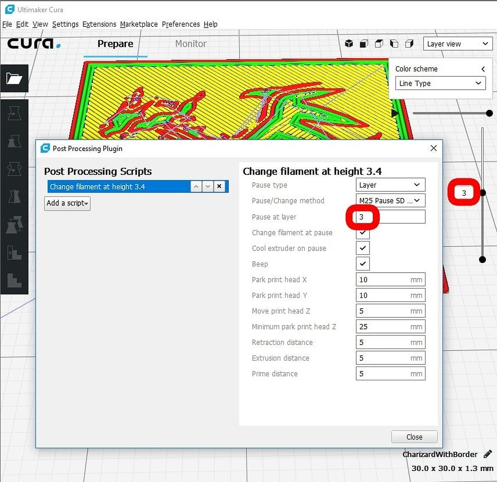 Change Filament At Z Cura Plugin – 3D Baskı Modeli