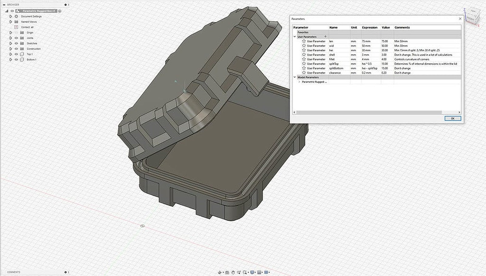 Parametric Rugged kutu/düzenleyici – 3D Baskı Modeli