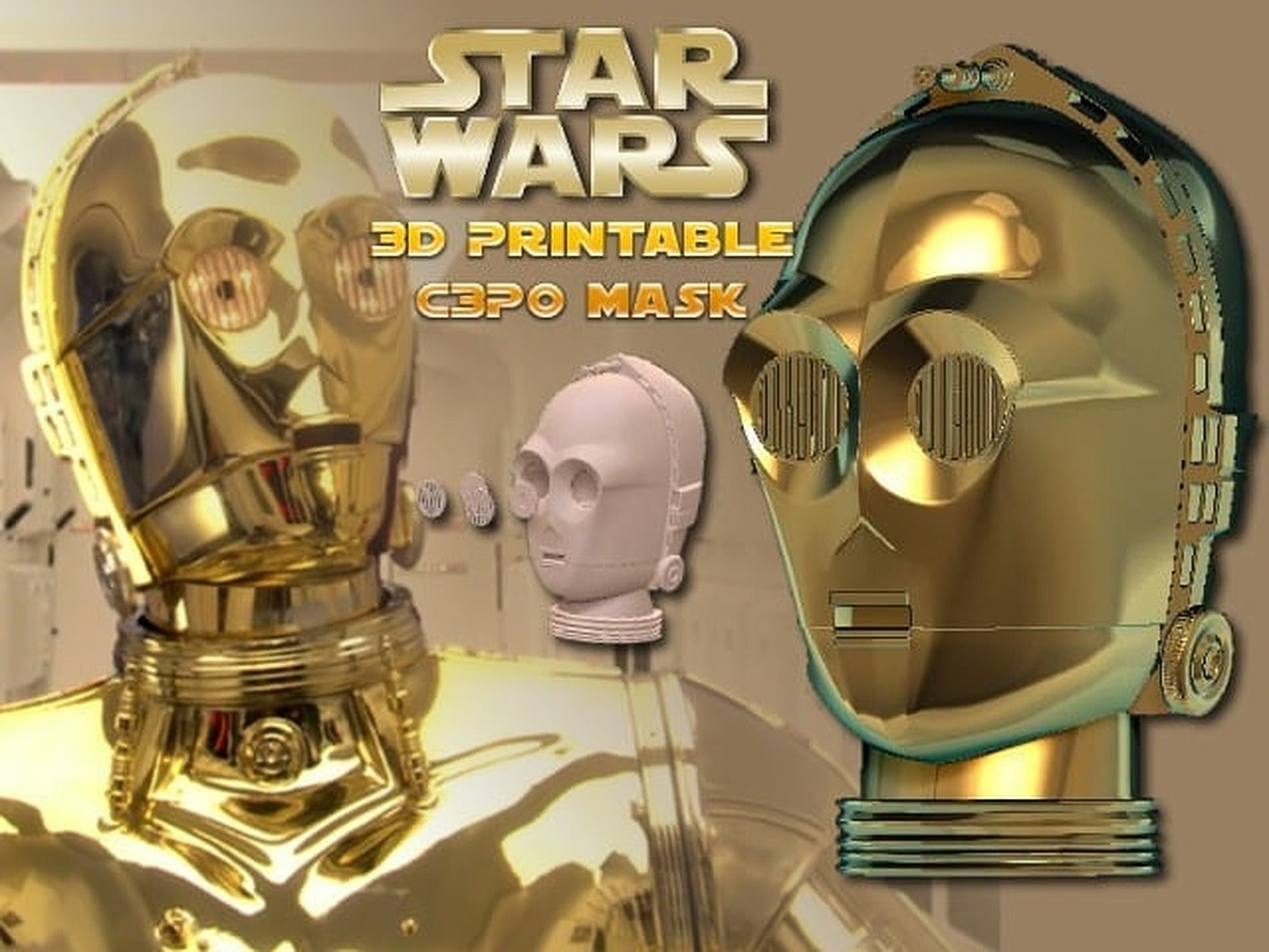 C3P0 Wearable Mask (Hi Res) – 3D Baskı Modeli