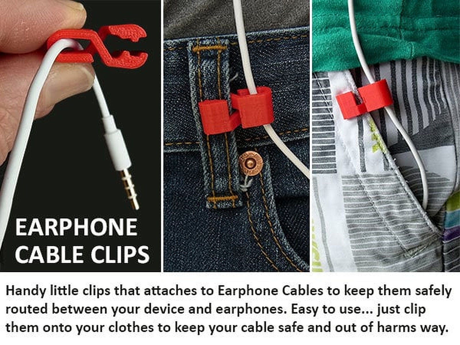 Earphone Cable Clip – 3D Baskı Modeli