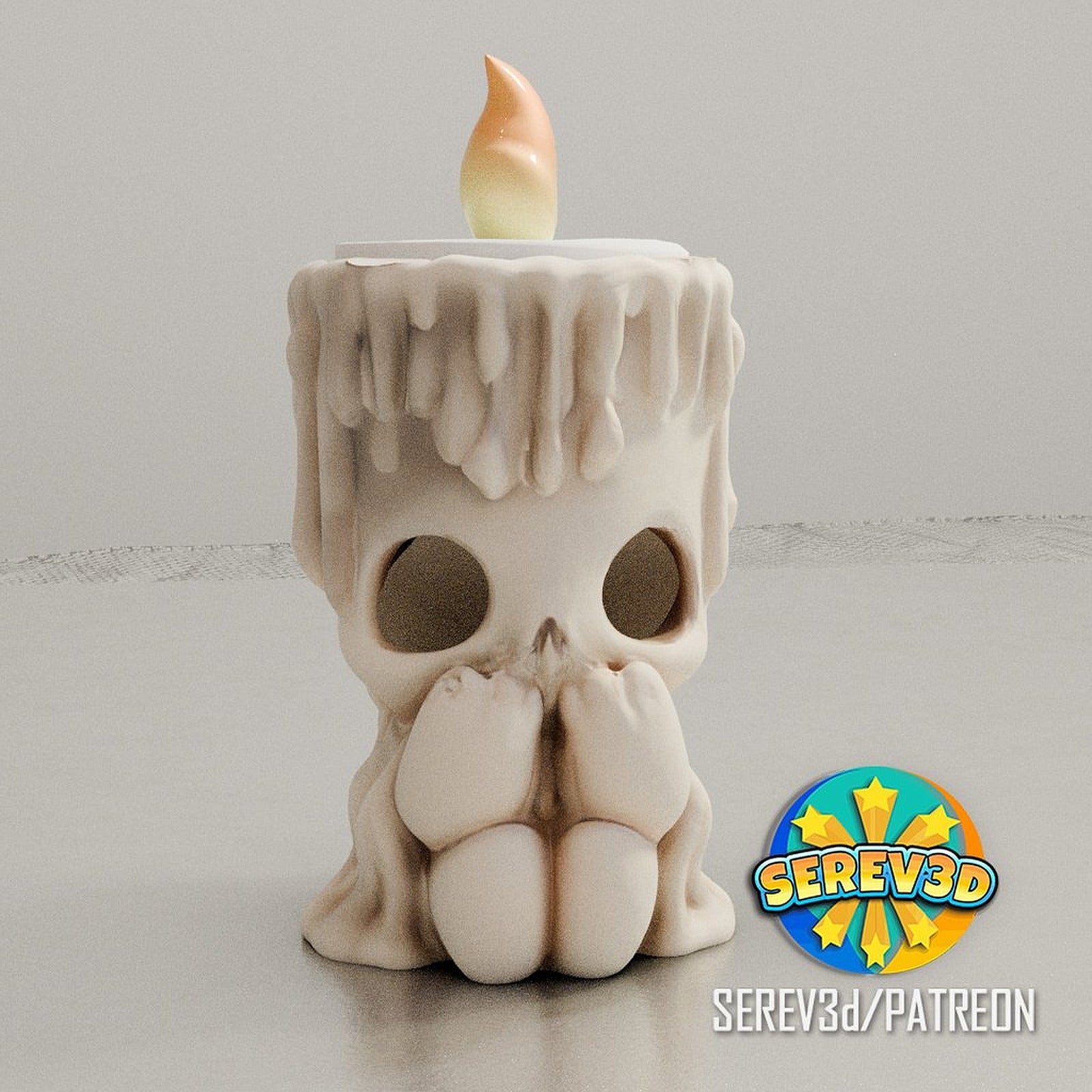 Cute Creepy Candle stand - NO SUPPORTS needed – 3D Baskı Modeli